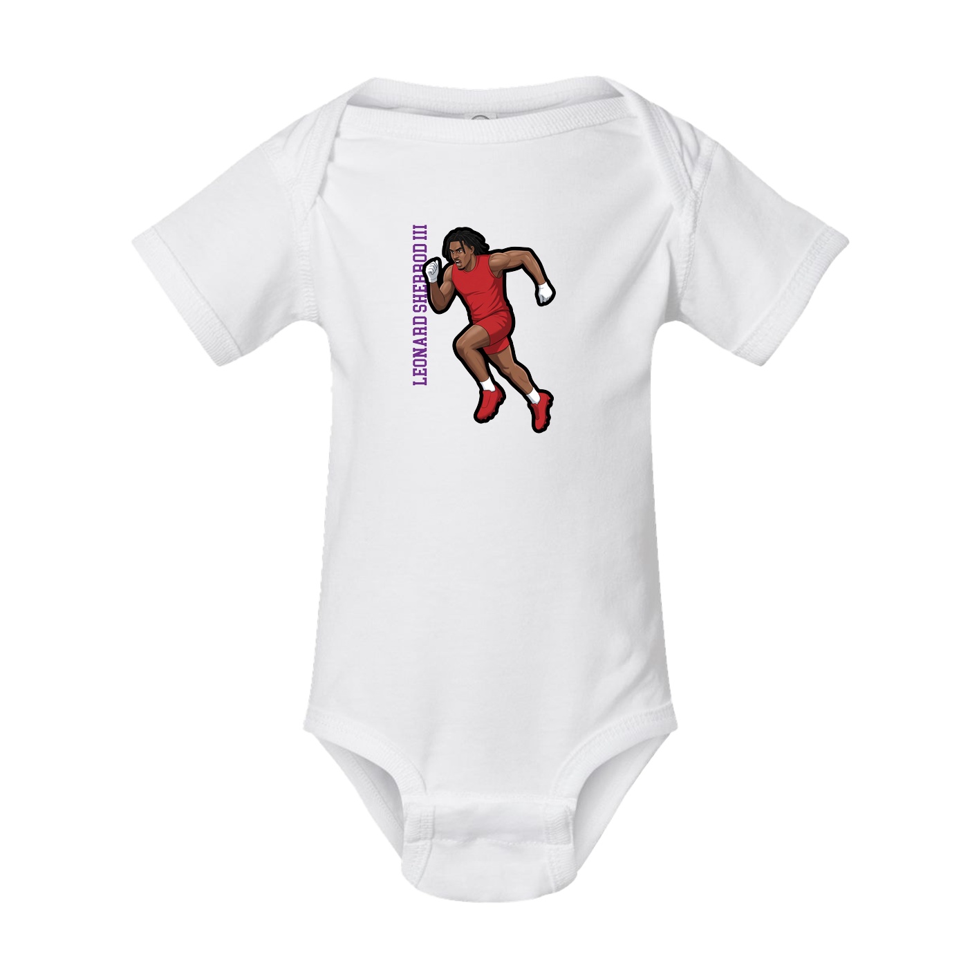 Baby Onesie — Name Vertical in White
