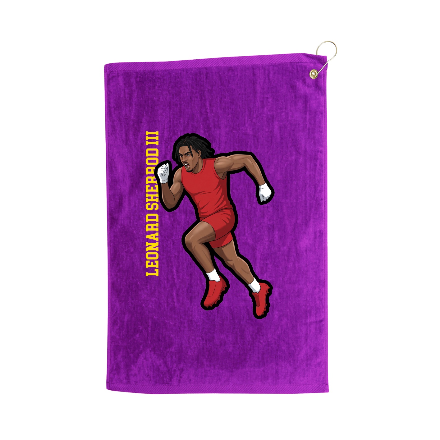 Golf Towel — Name Vertical in Purple