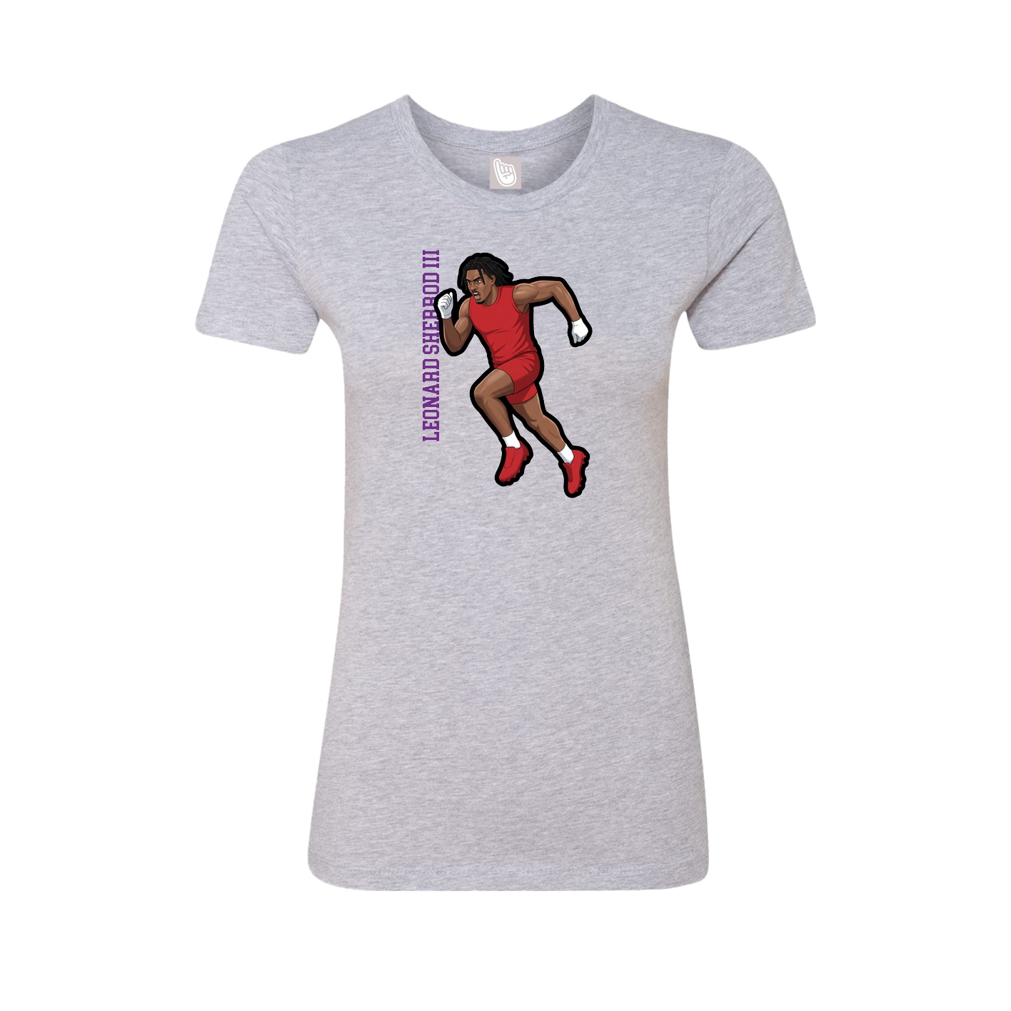 Fitted Women's Tee — Name Vertical in Grey