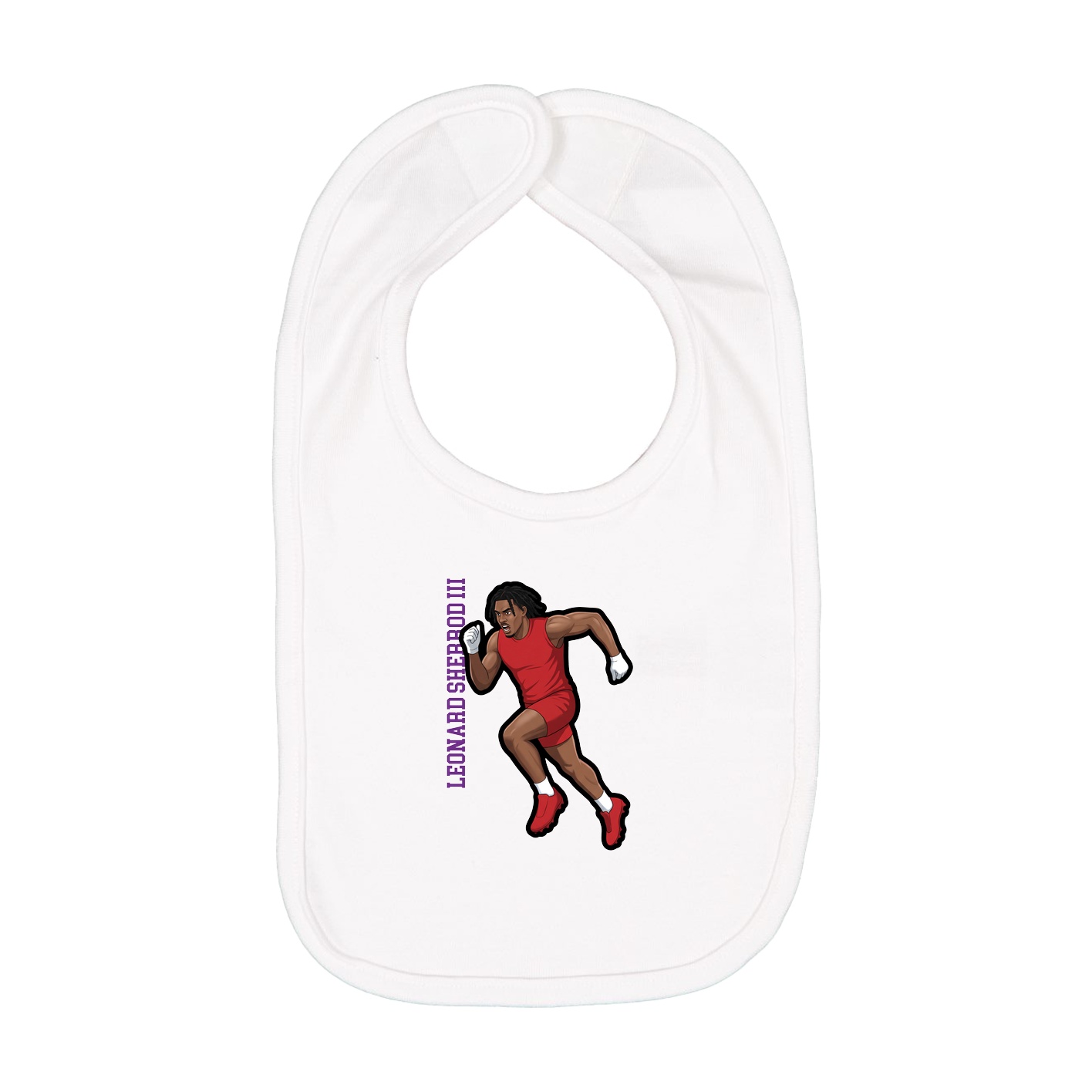 Infant Bib — Name Vertical in White
