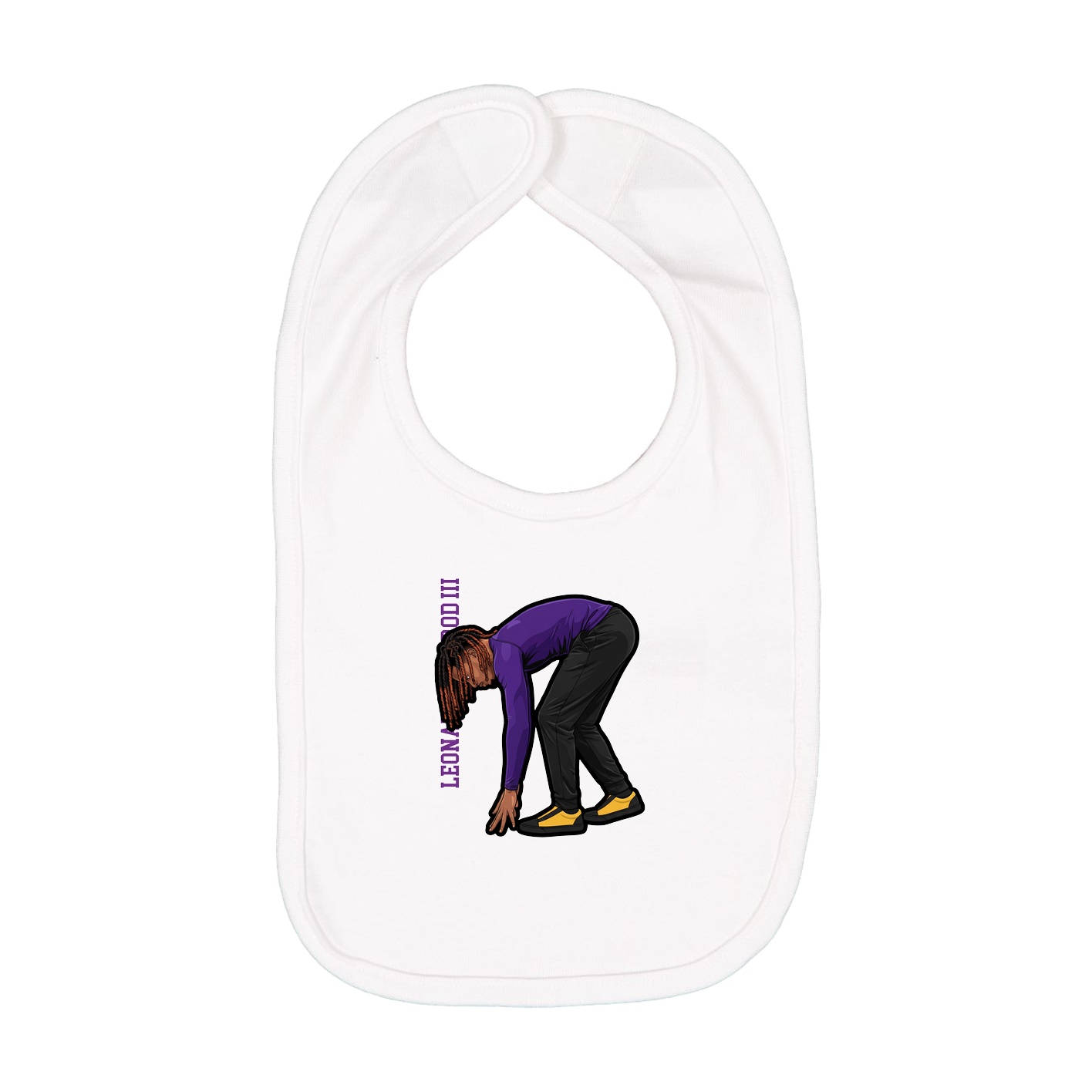 Infant Bib — Name Vertical in White
