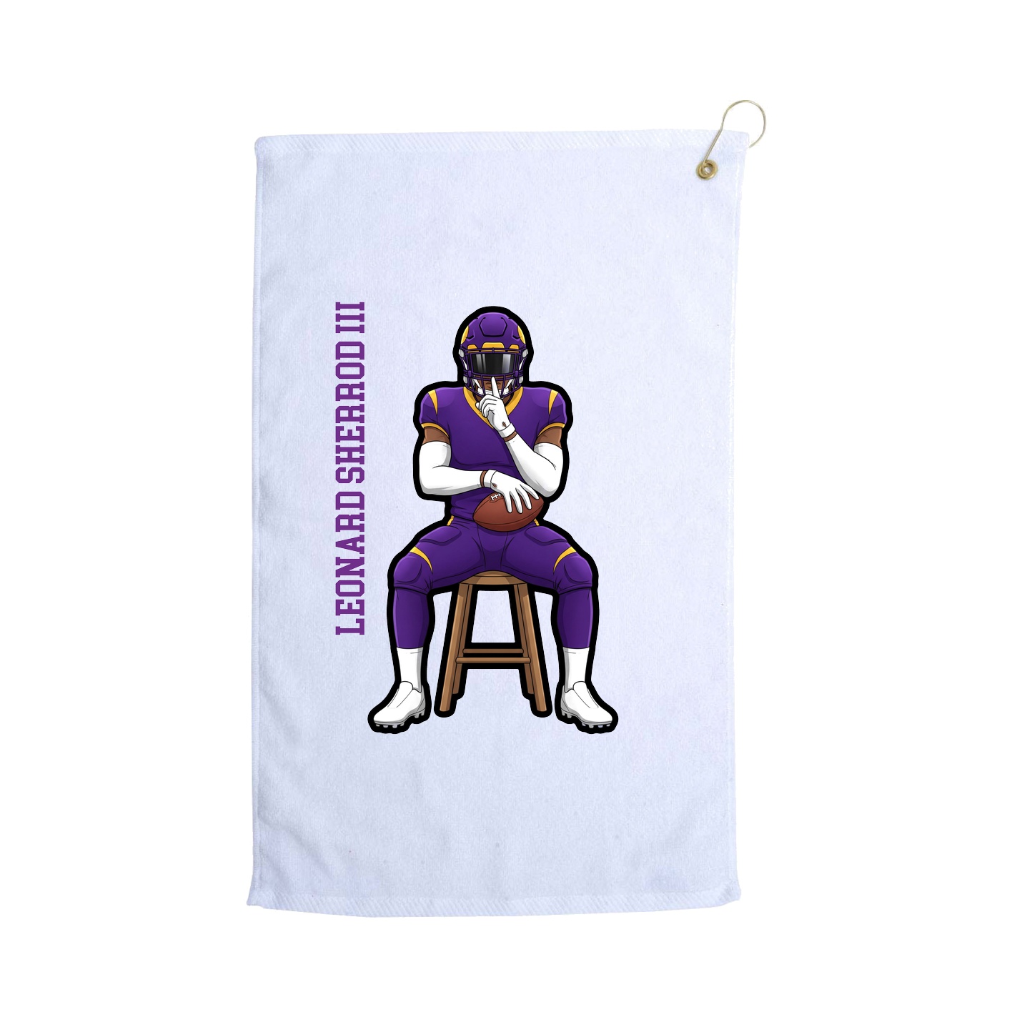 Golf Towel — Name Vertical in White
