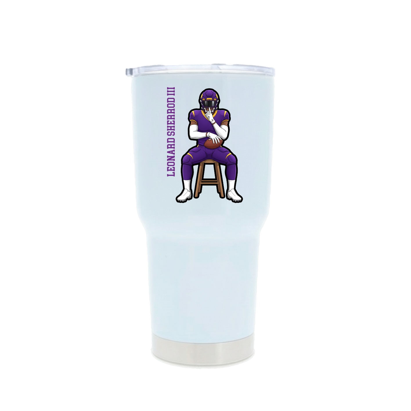 30oz Stainless Steel Tumbler — Name Vertical in White