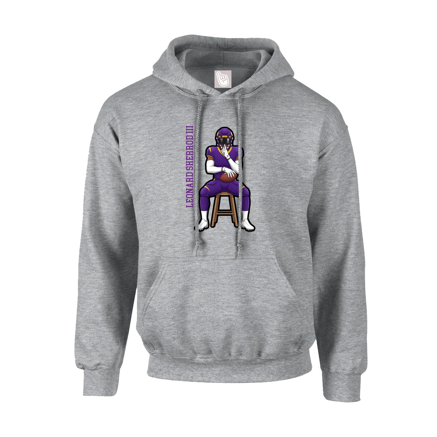 Youth Hoodie — Name Vertical in Grey