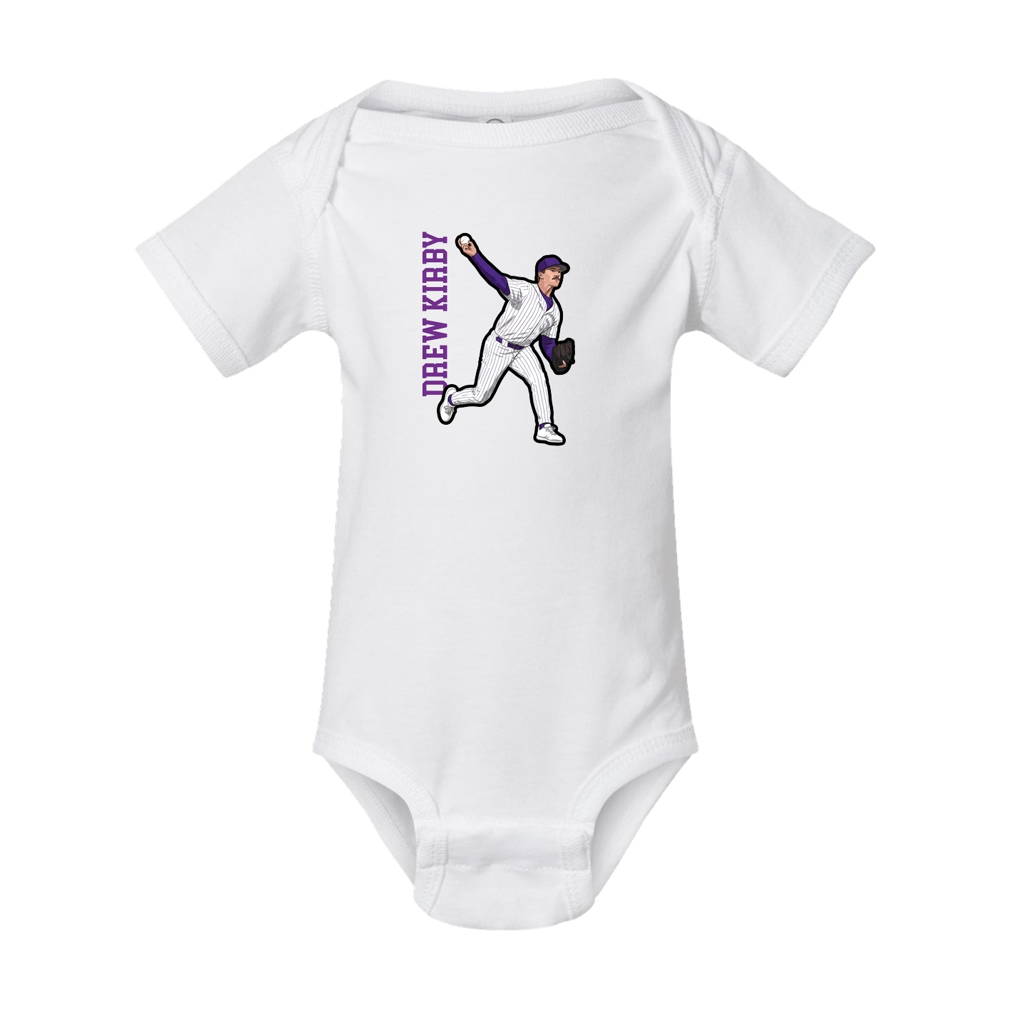 Baby Onesie — Name Vertical in White