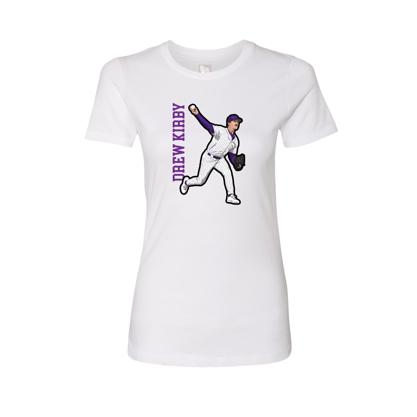 Fitted Women's Tee — Name Vertical in White