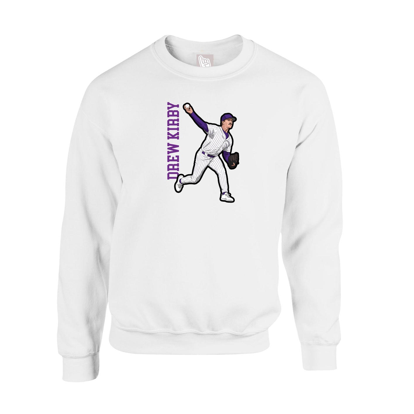Fleece Crew — Name Vertical in White