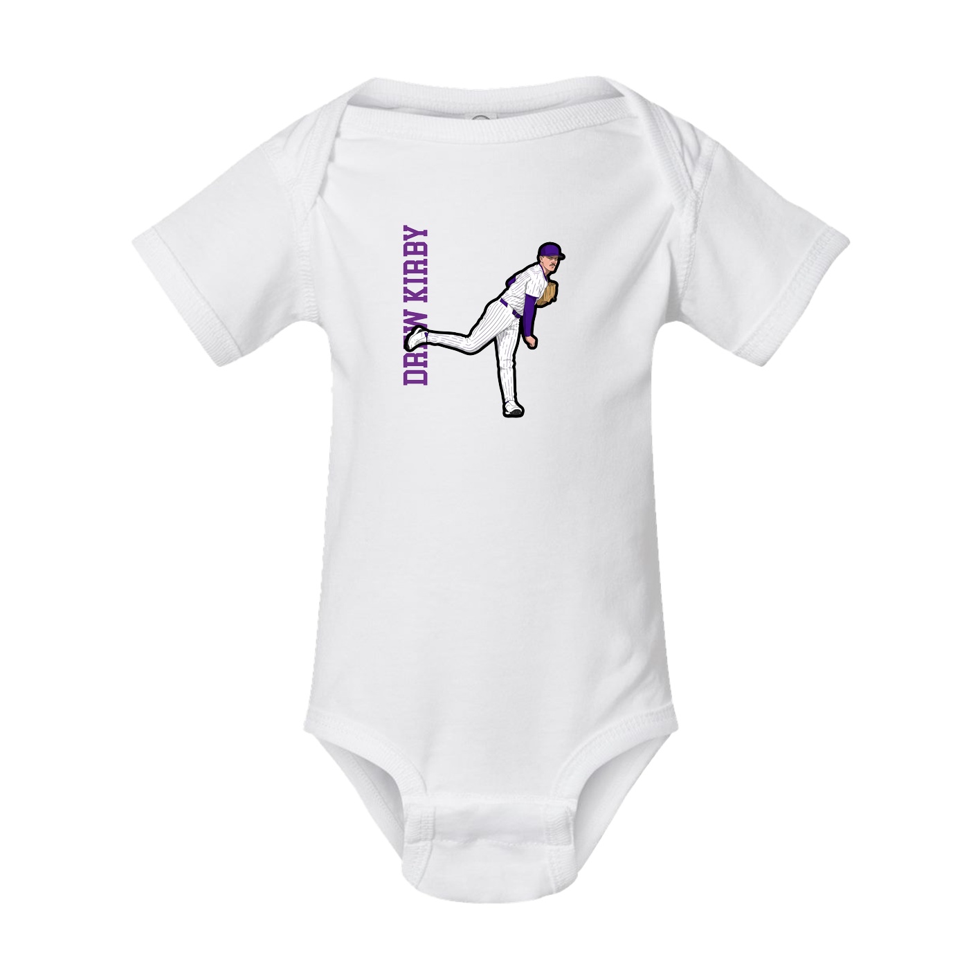 Baby Onesie — Name Vertical in White