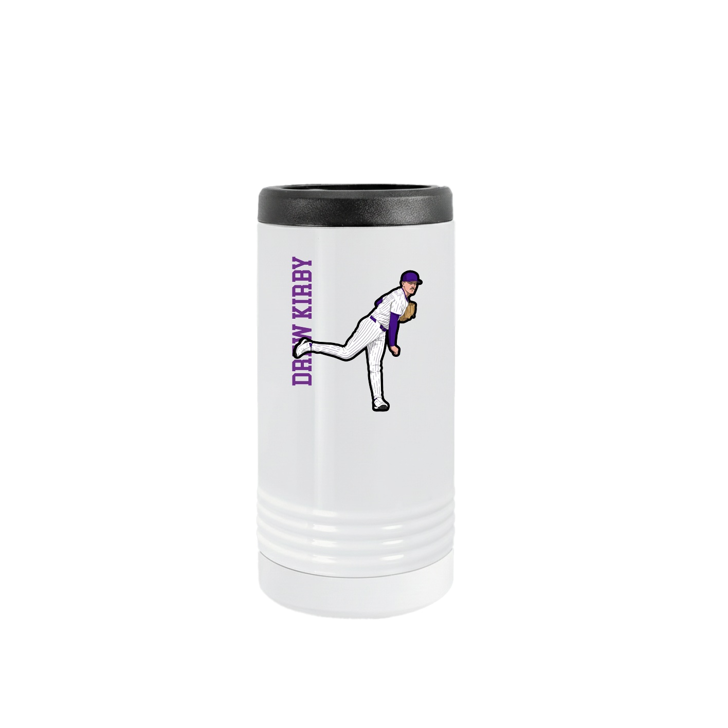 Slim Beverage Holder — Name Vertical in White