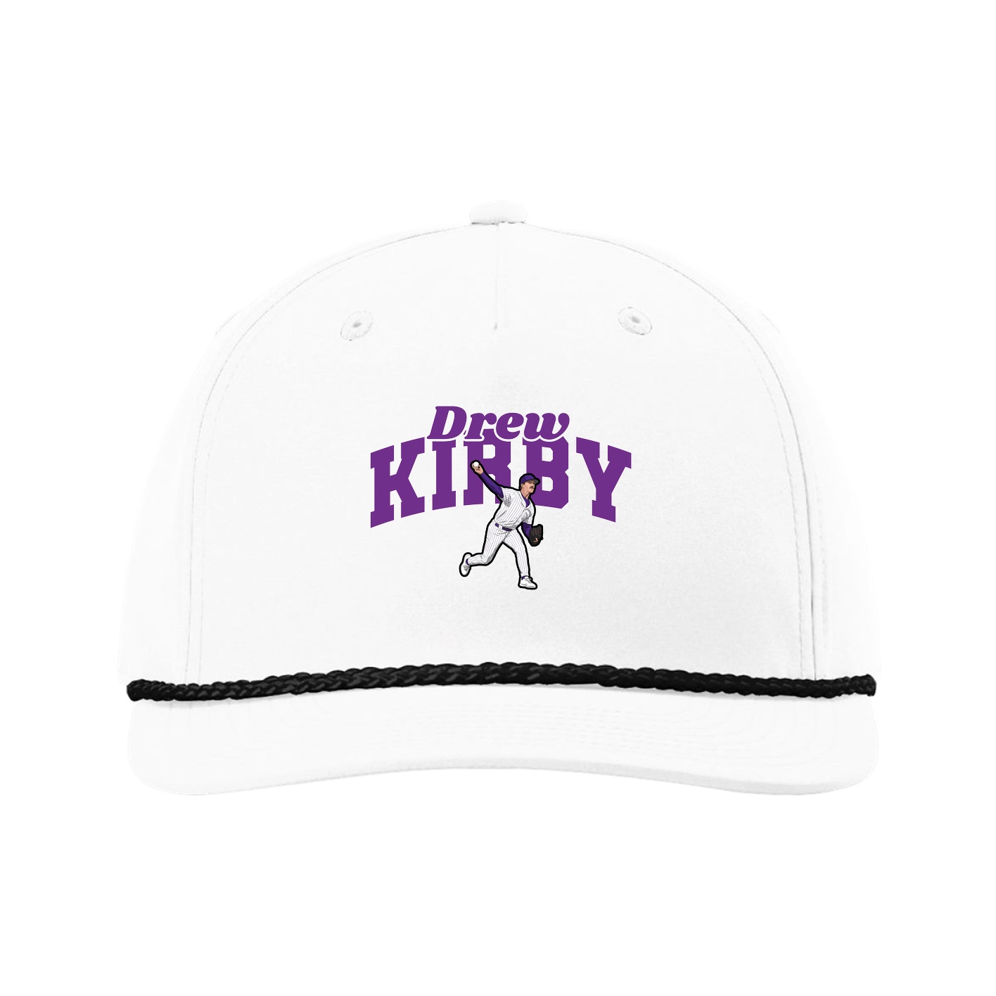 Five-Panel Classic Rope Cap — Signature Arch in White