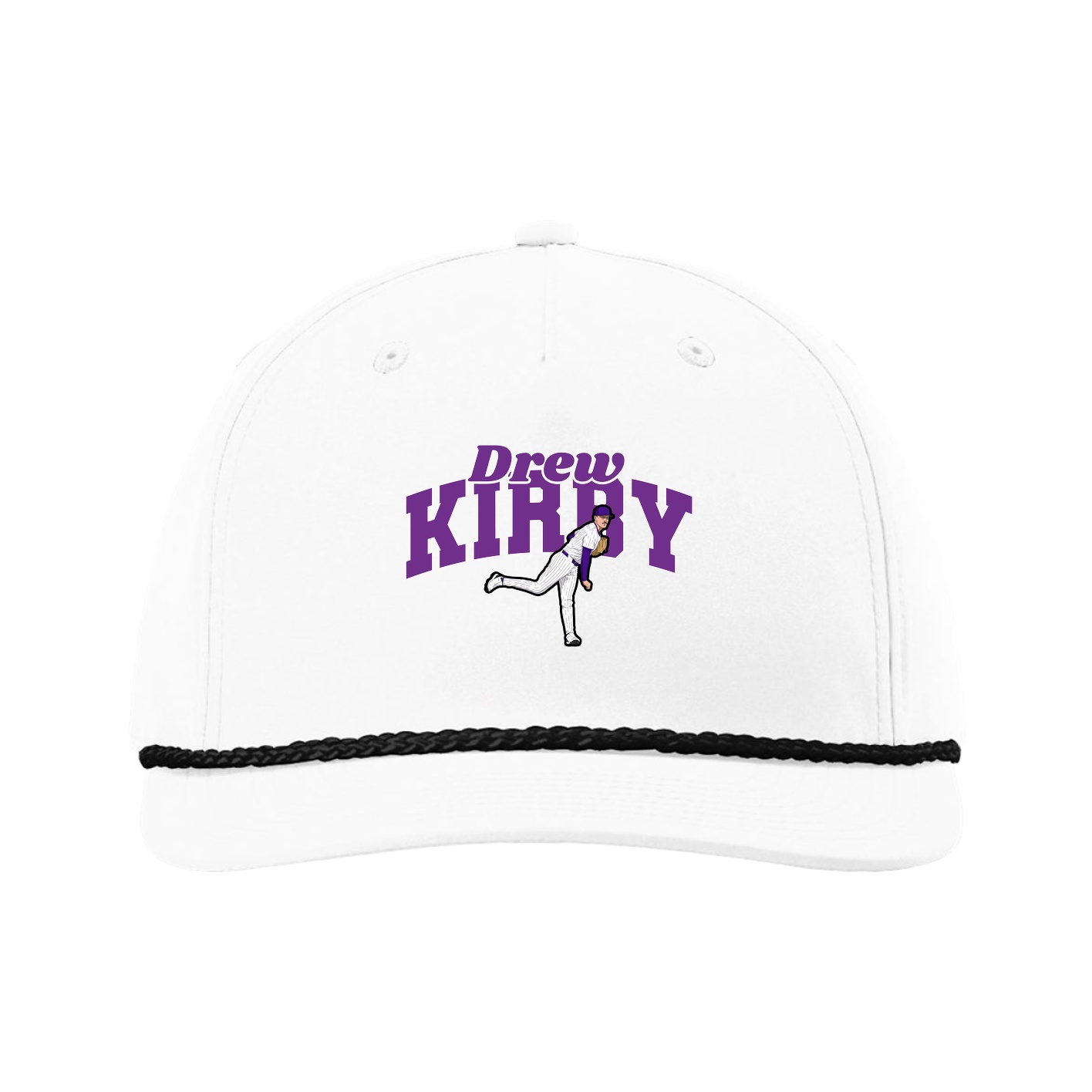 Five-Panel Classic Rope Cap — Signature Arch in White