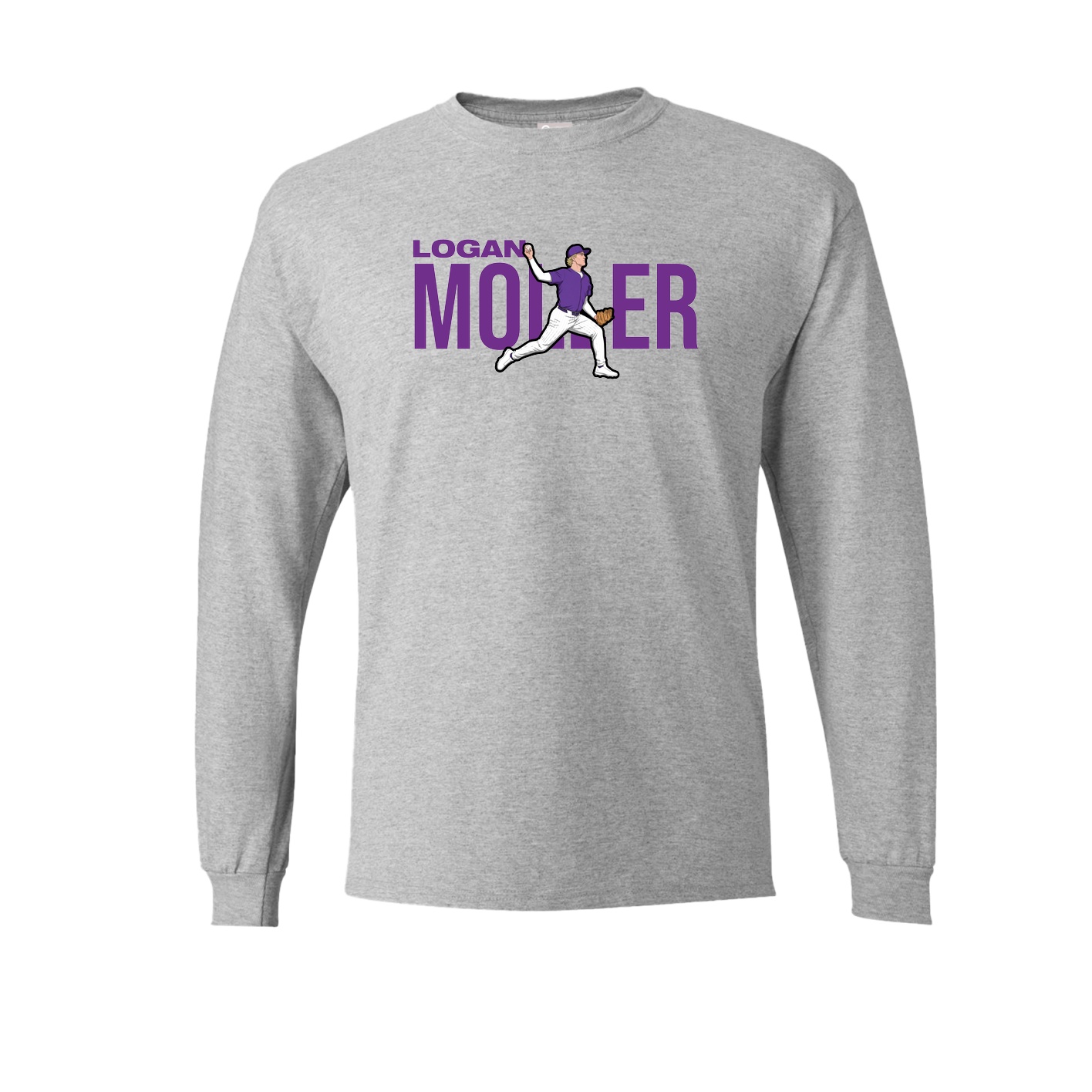 Long Sleeve Tee — Player Name in Grey