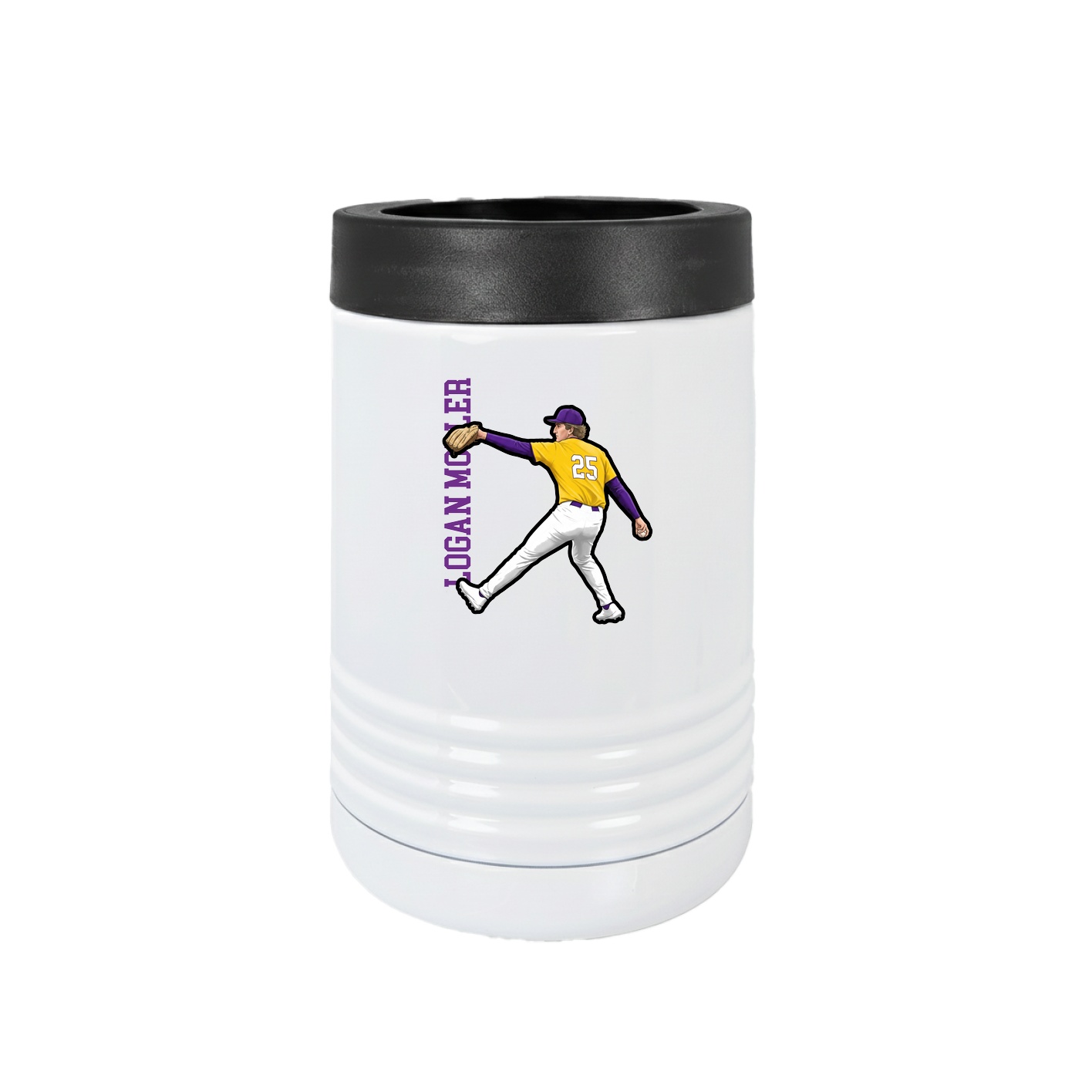 Beverage Holder — Name Vertical in White