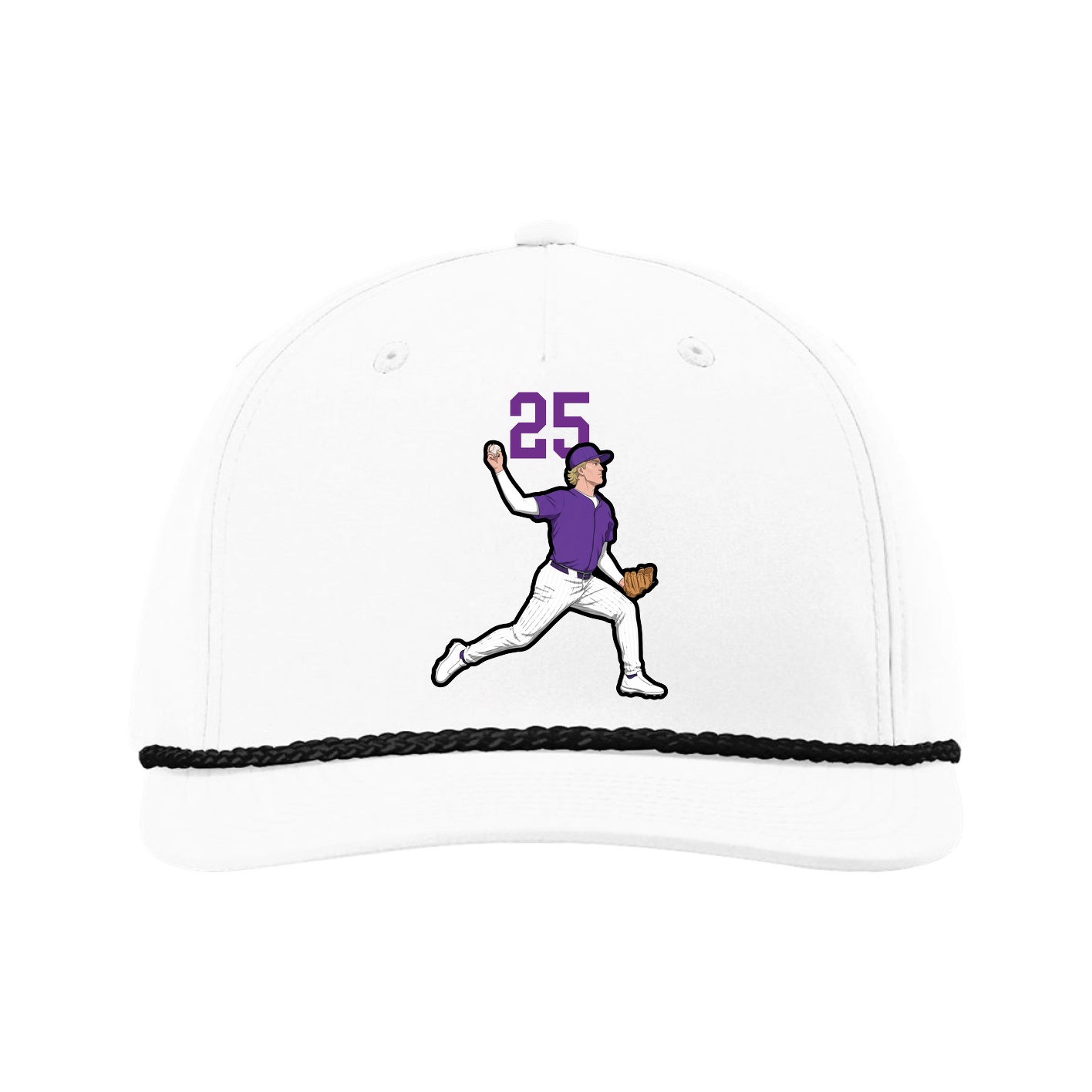 Five-Panel Classic Rope Cap — Number Top in White