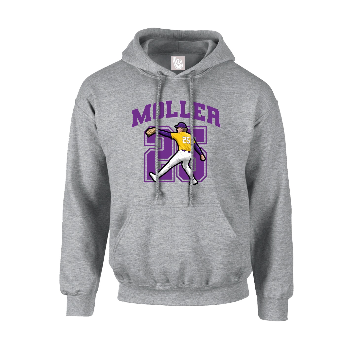 Youth Hoodie — Number in Grey