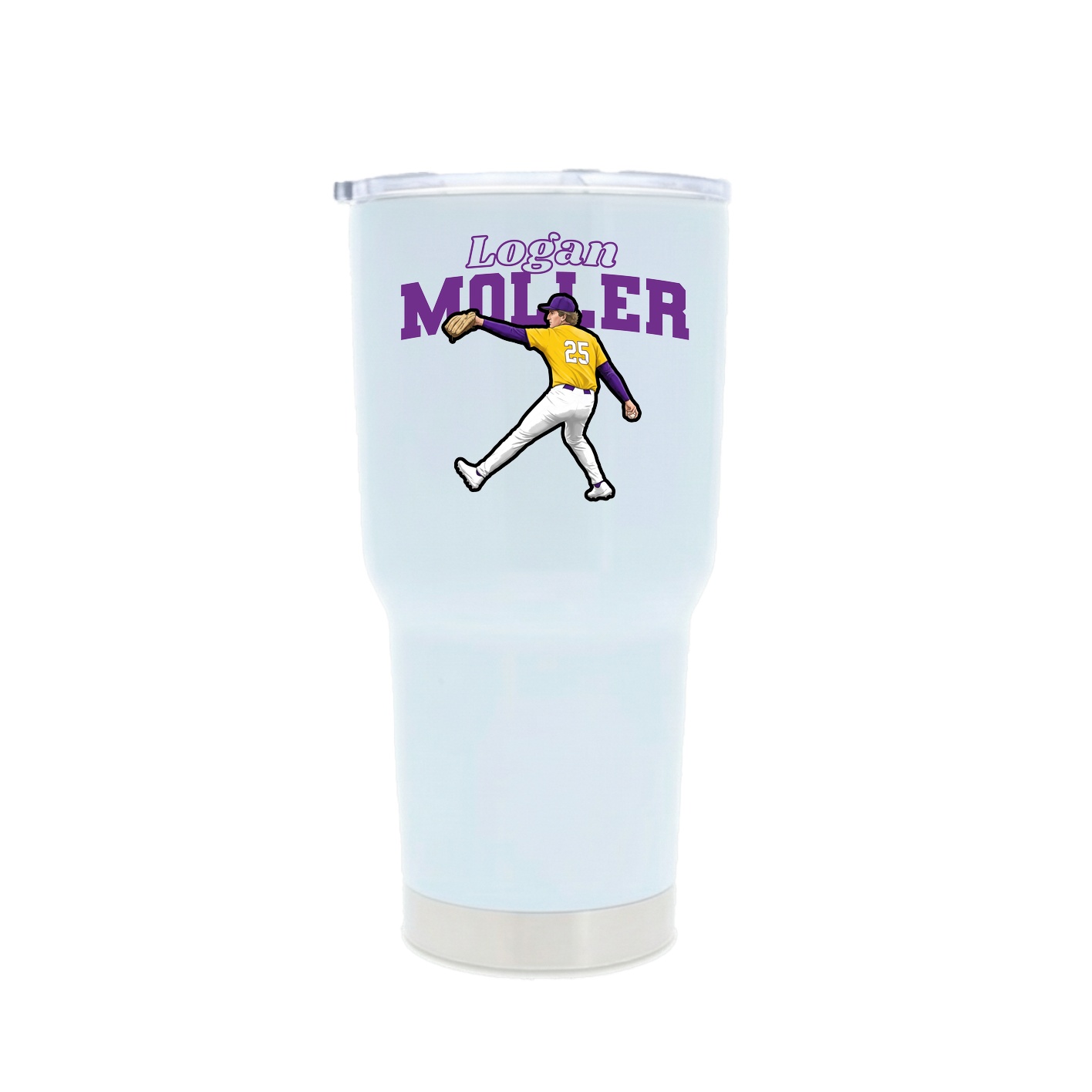 30oz Stainless Steel Tumbler — Name Arch in White