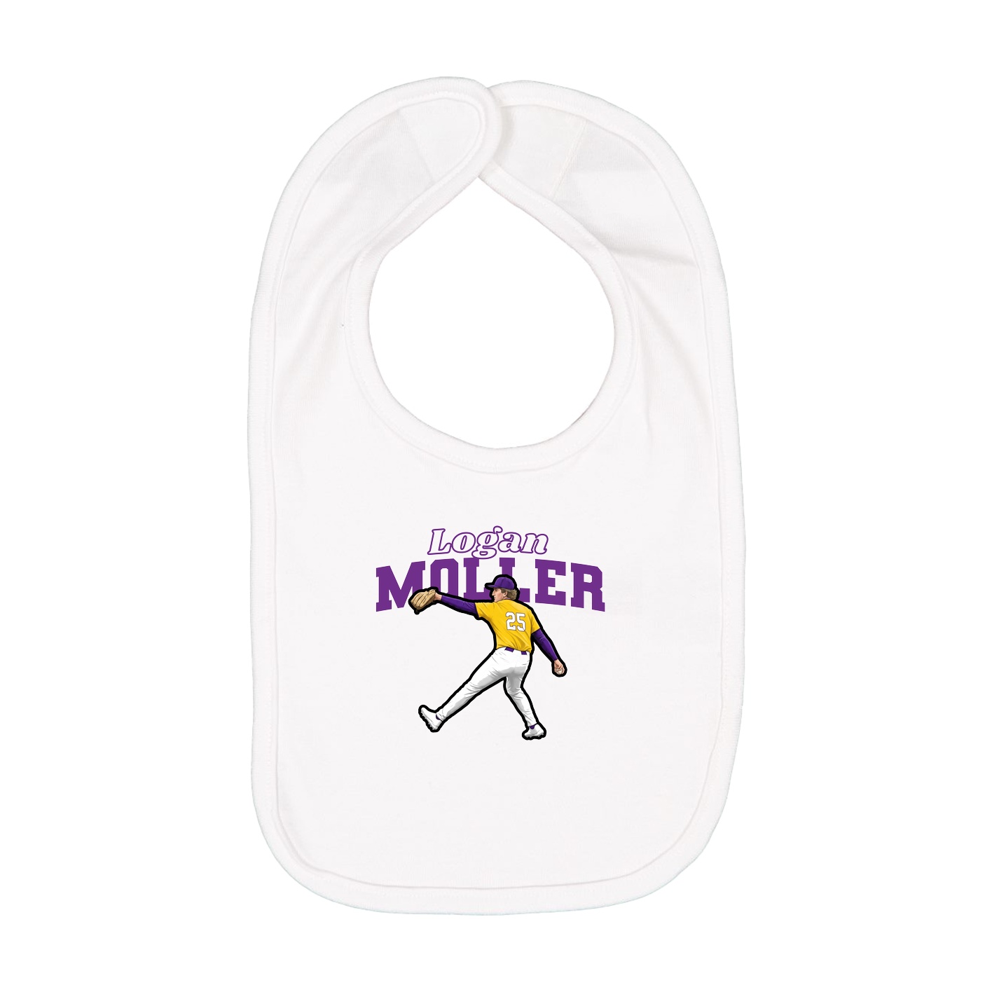 Infant Bib — Name Arch in White