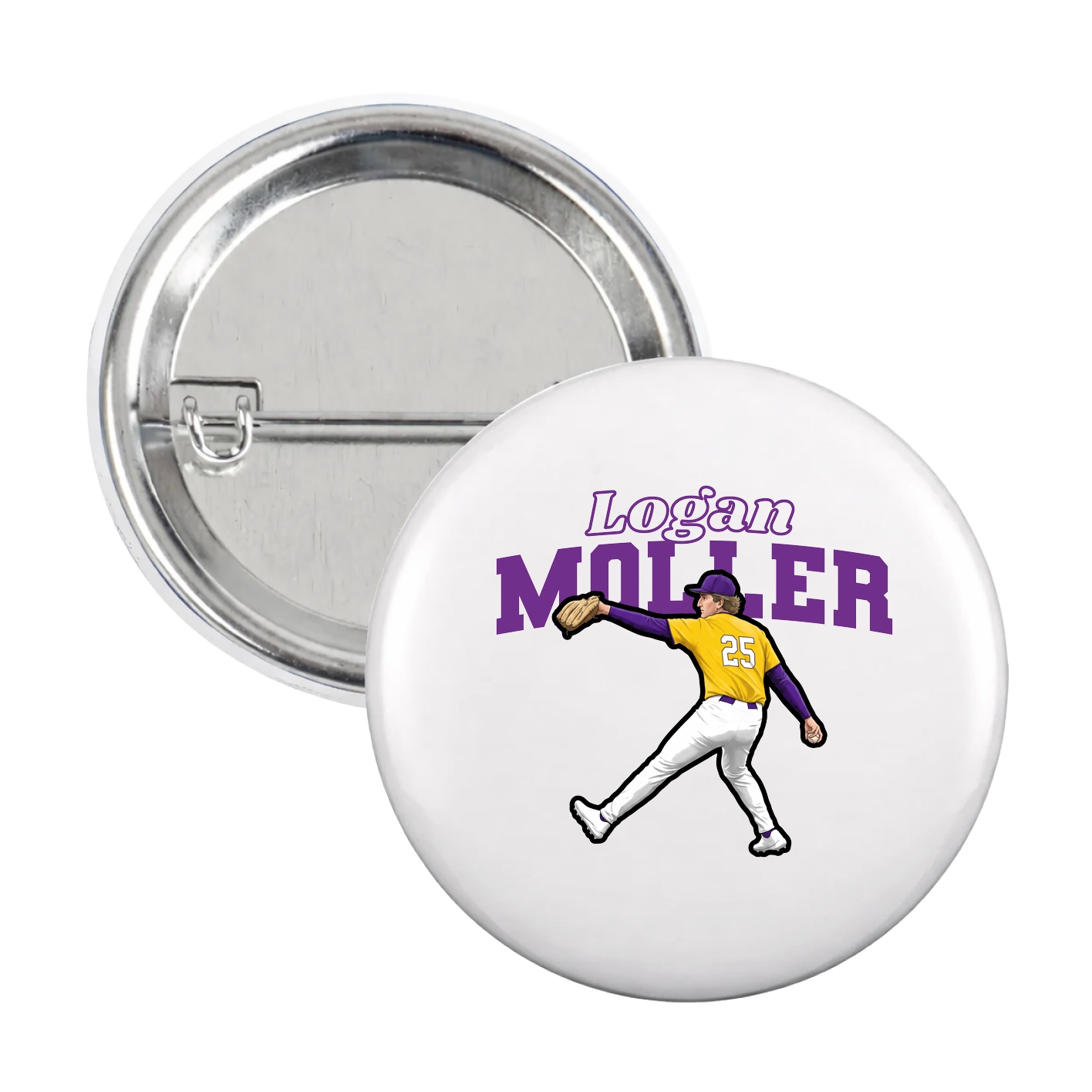 Game Day Button — Name Arch in White