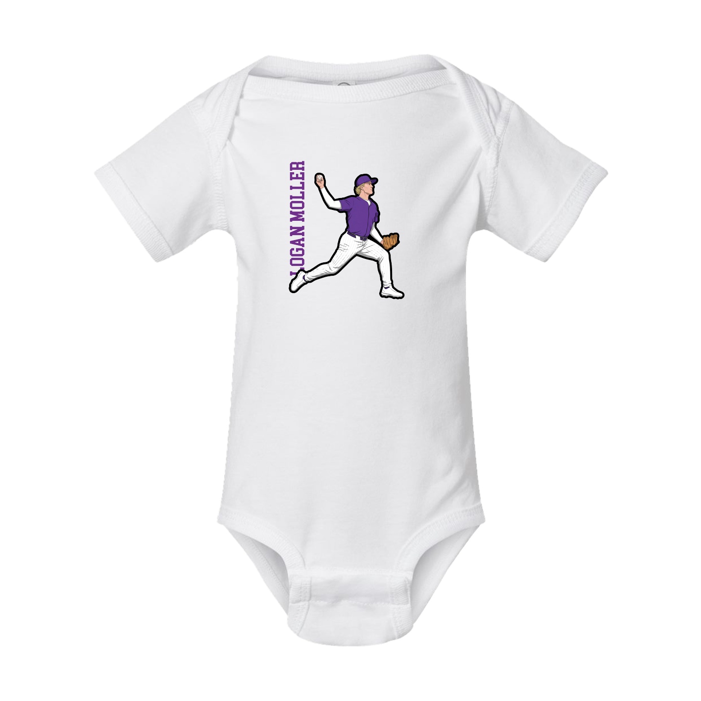 Baby Onesie — Name Vertical in White