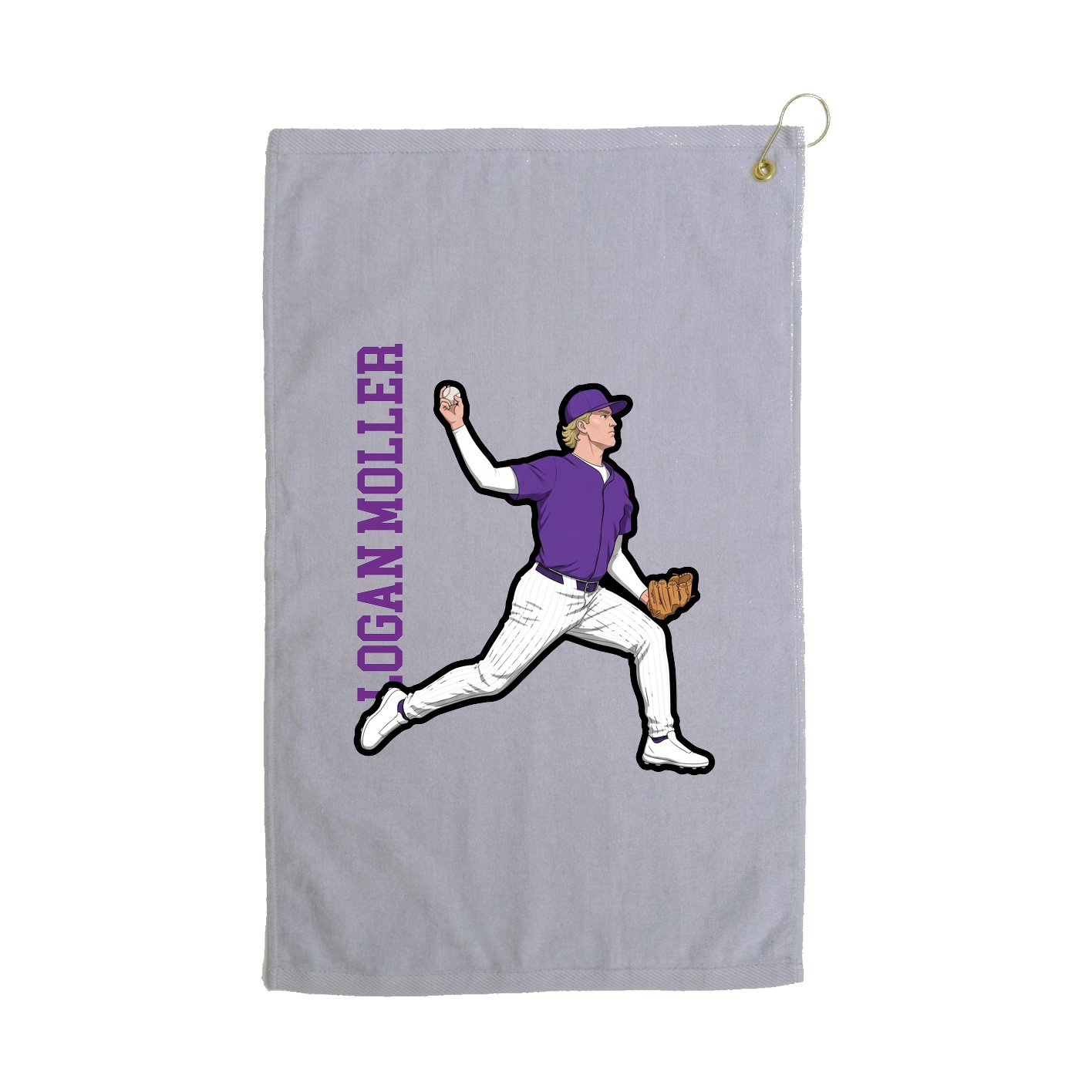 Golf Towel — Name Vertical in Grey
