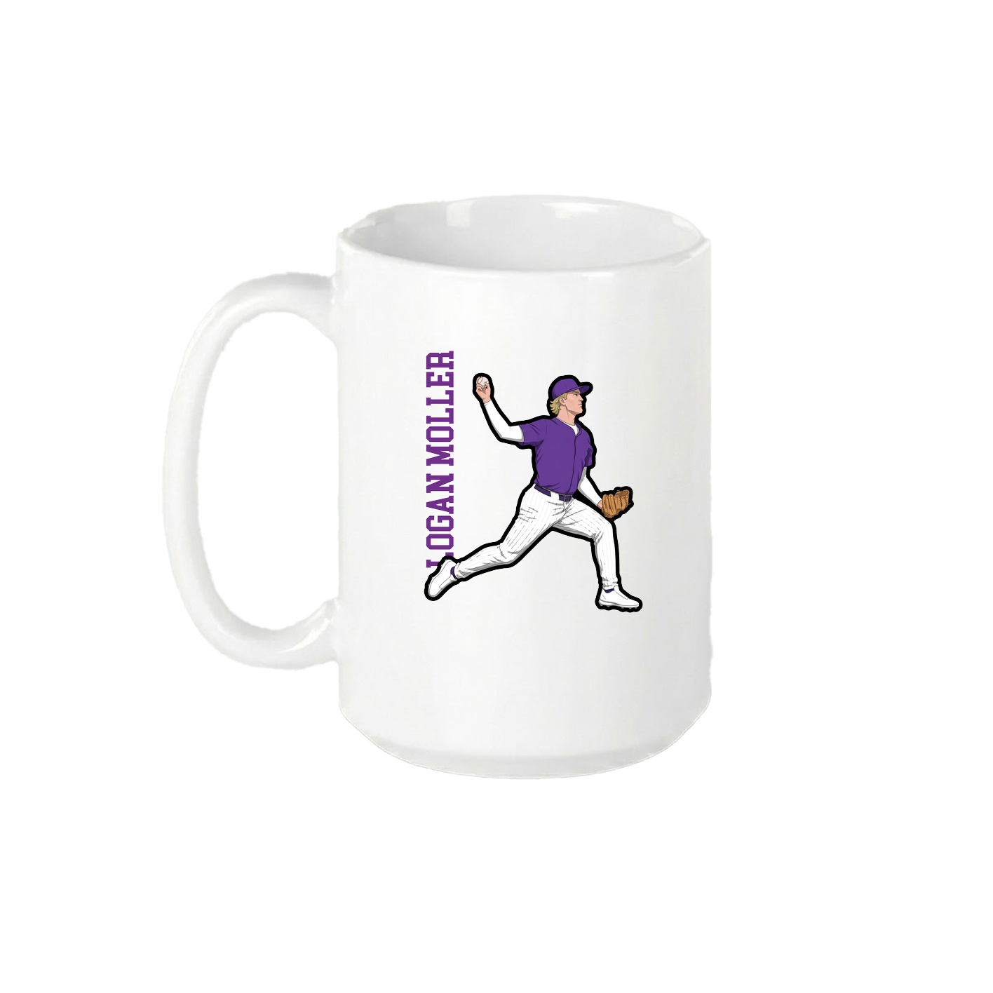 15oz Coffee Mug — Name Vertical in White