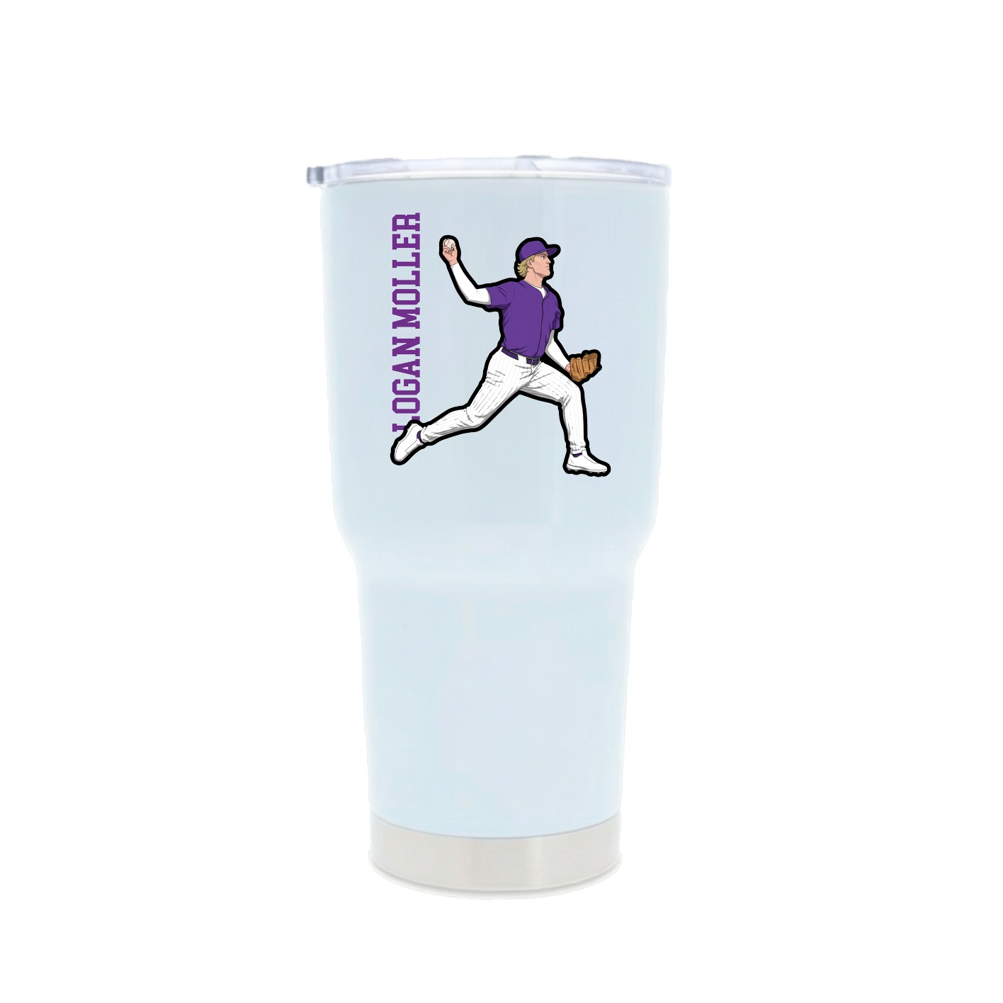 30oz Stainless Steel Tumbler — Name Vertical in White