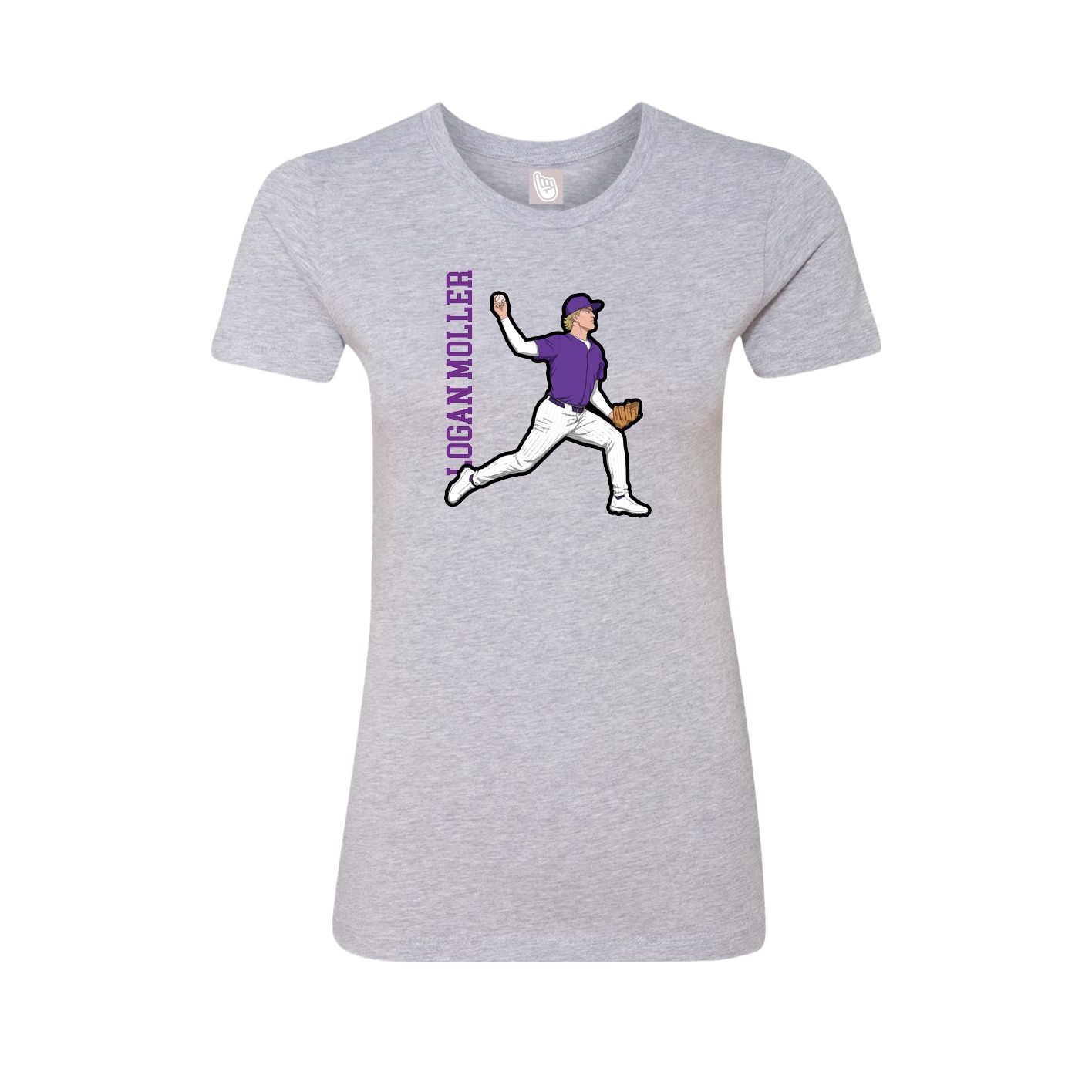 Fitted Women's Tee — Name Vertical in Grey