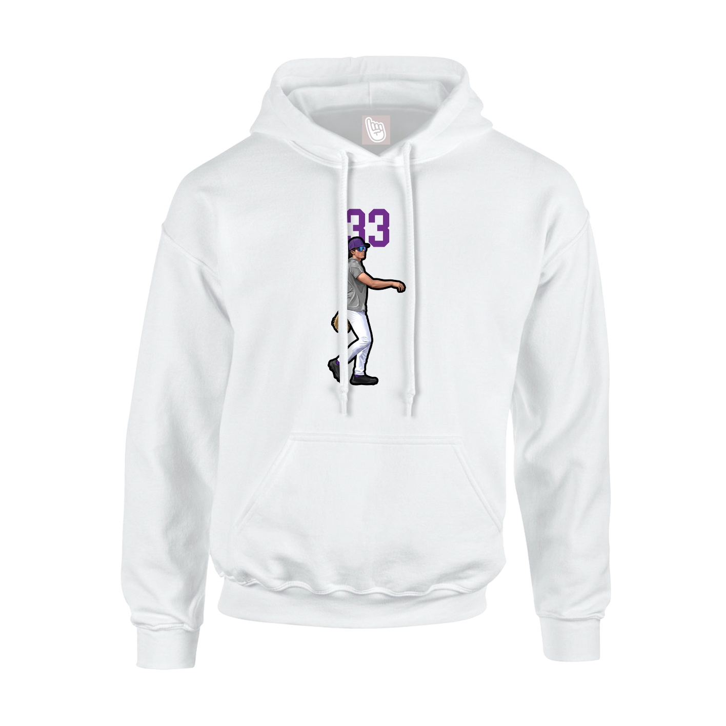 Youth Hoodie — Number Top in White