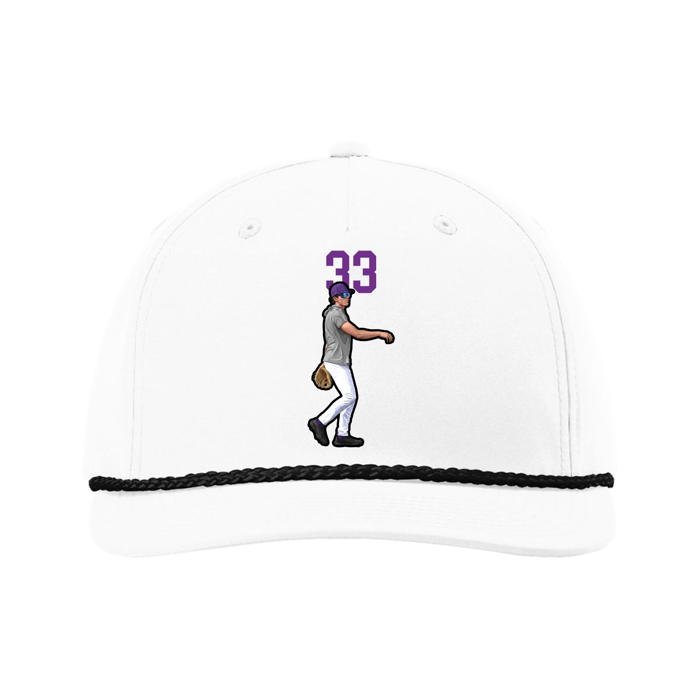 Five-Panel Classic Rope Cap — Number Top in White