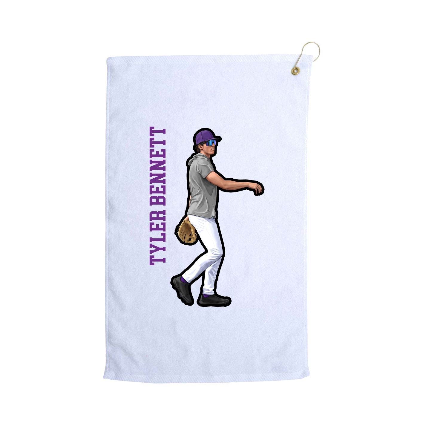 Golf Towel — Name Vertical in White