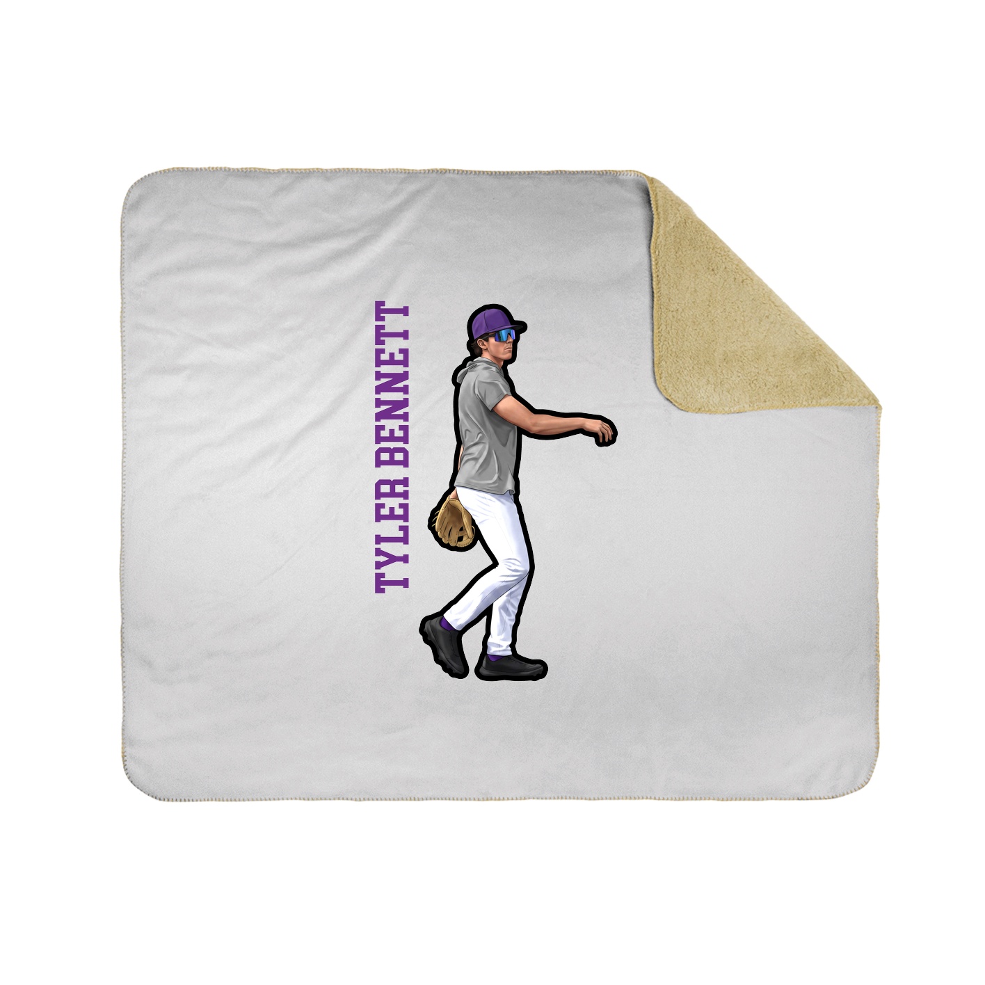 Throw Blanket — Name Vertical in White