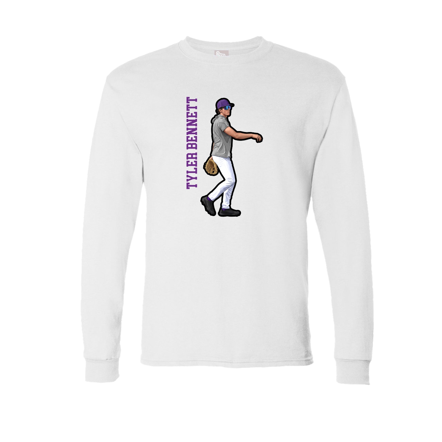 Long Sleeve Tee — Name Vertical in White