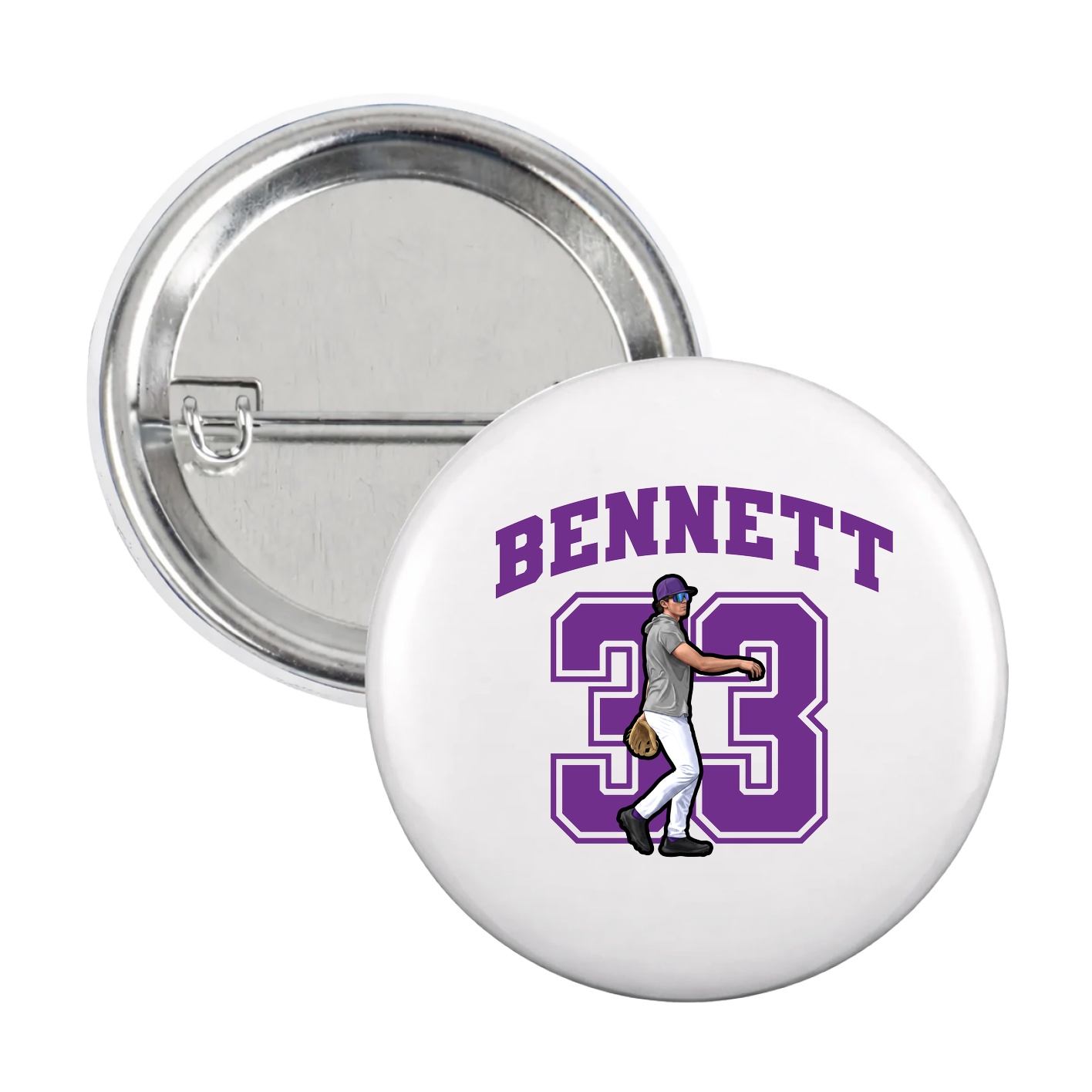 Game Day Button — Number in White
