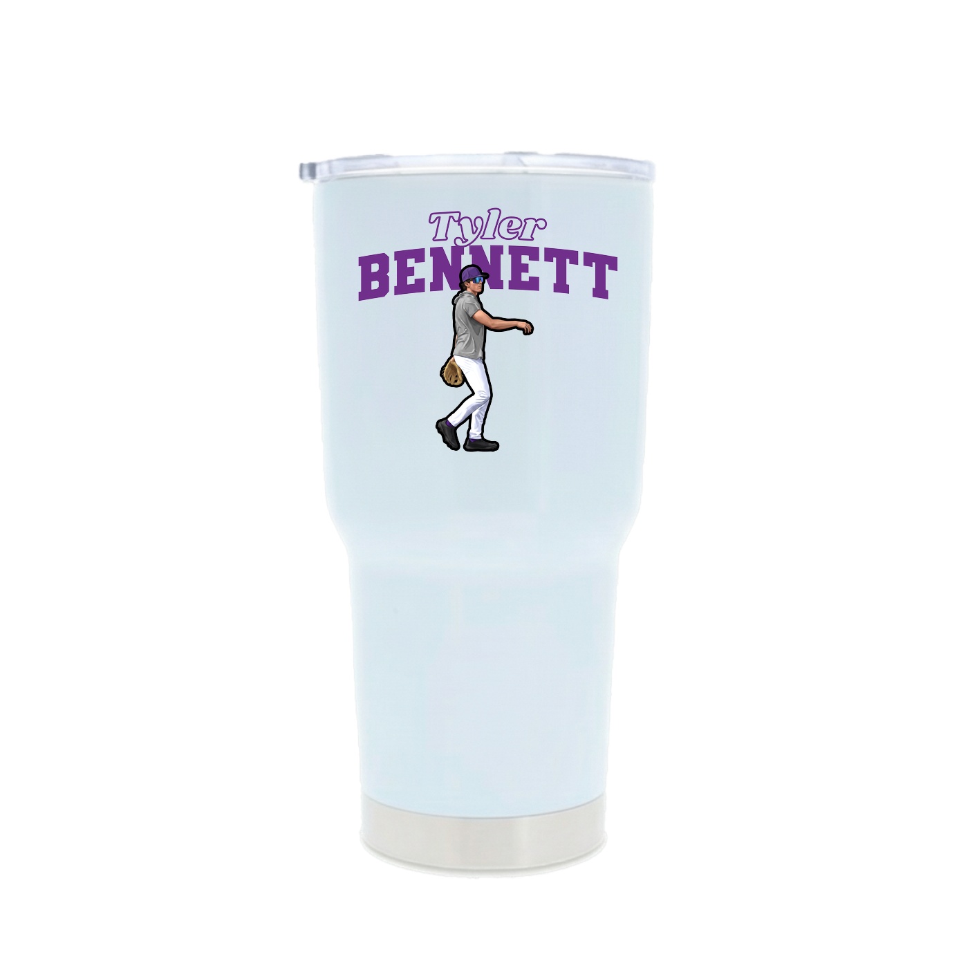 30oz Stainless Steel Tumbler — Name Arch in White