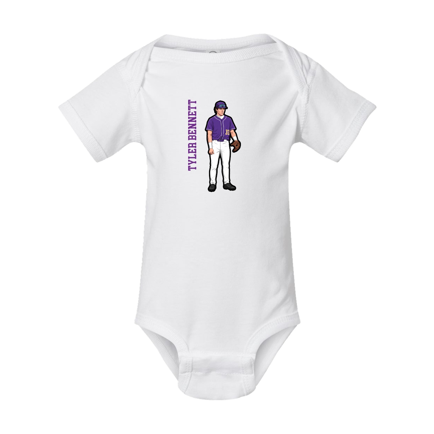 Baby Onesie — Name Vertical in White