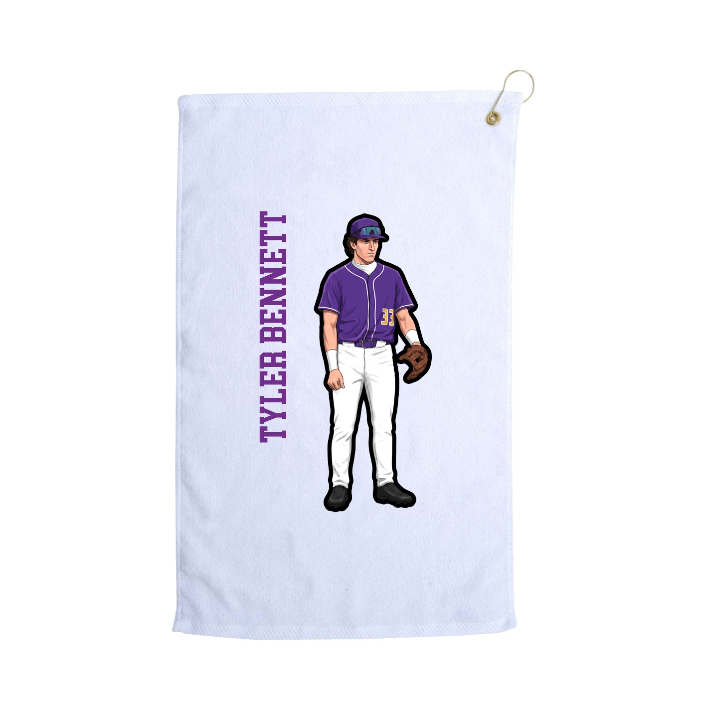 Golf Towel — Name Vertical in White