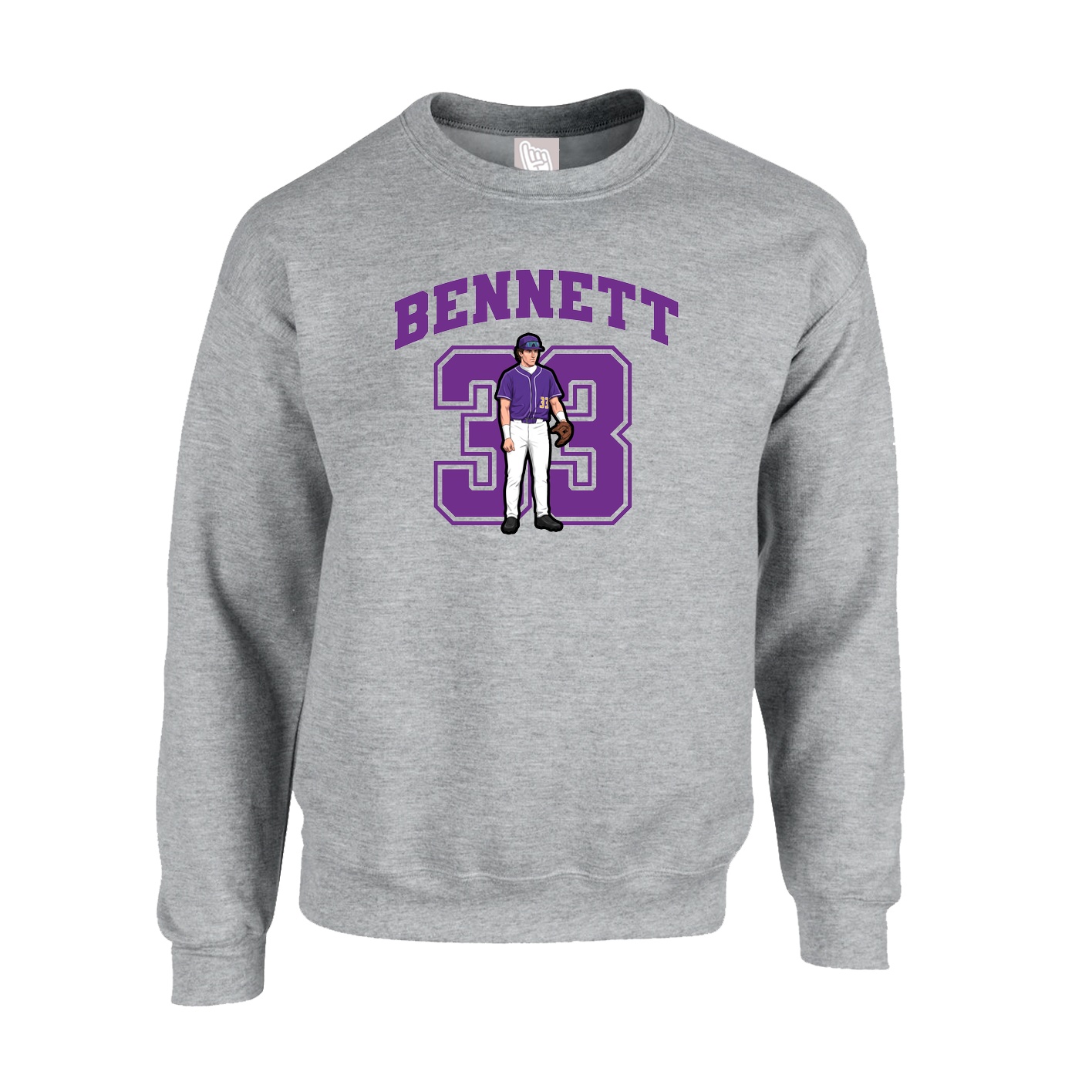 Fleece Crew — Number in Grey