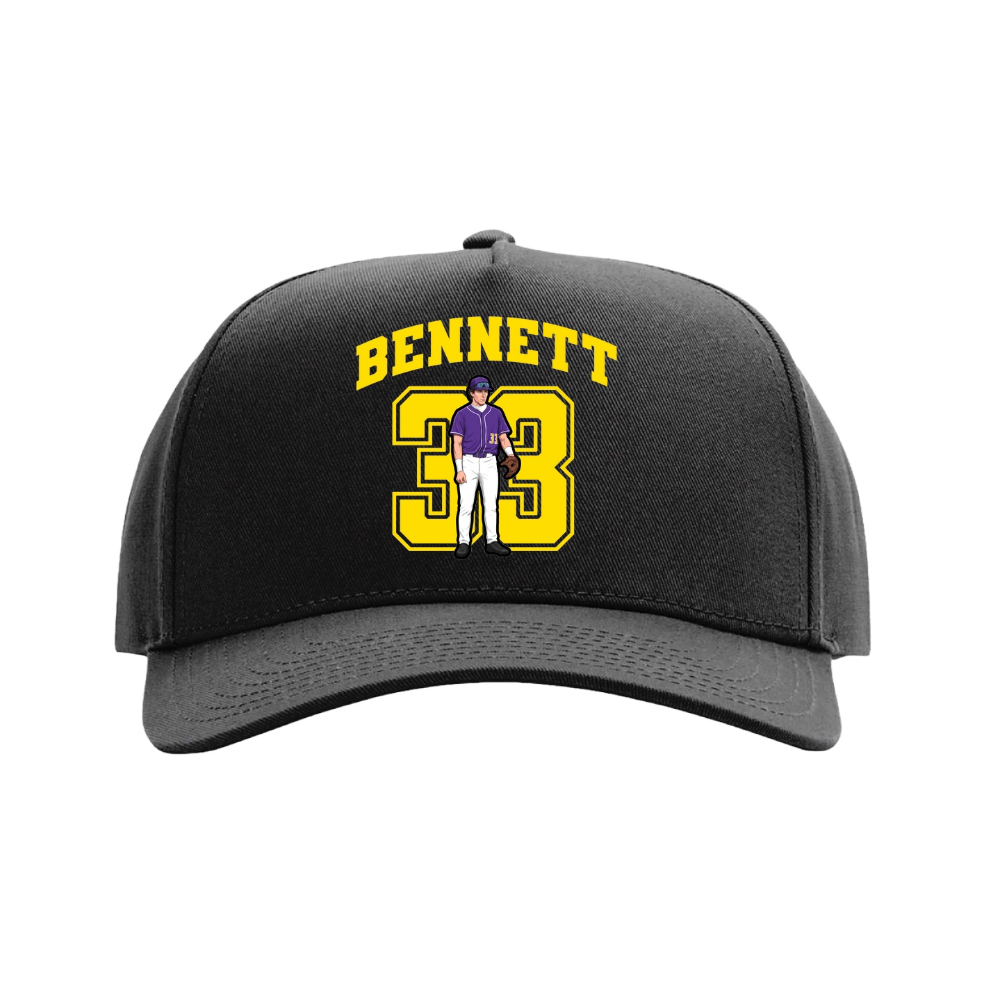 Full Fabric Five-Panel Champ Cap — Number in Black