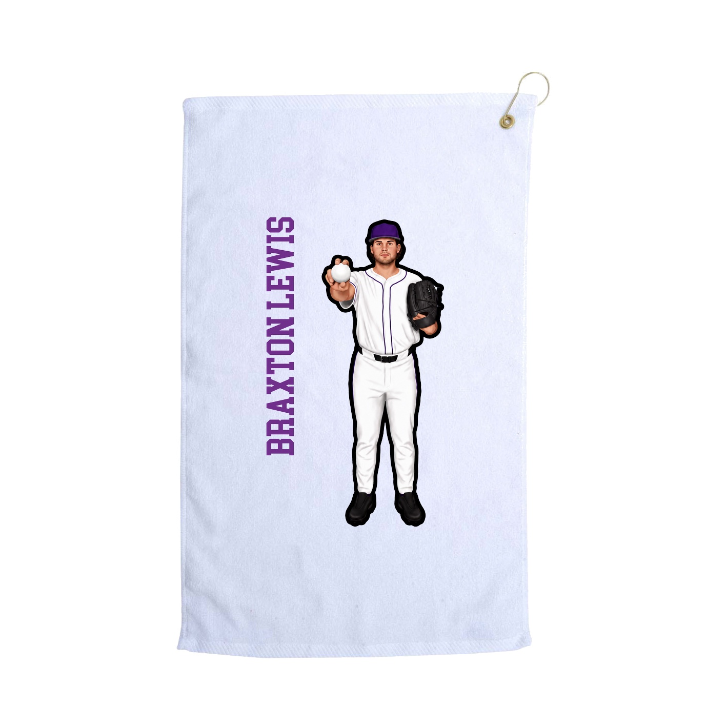 Golf Towel — Name Vertical in White