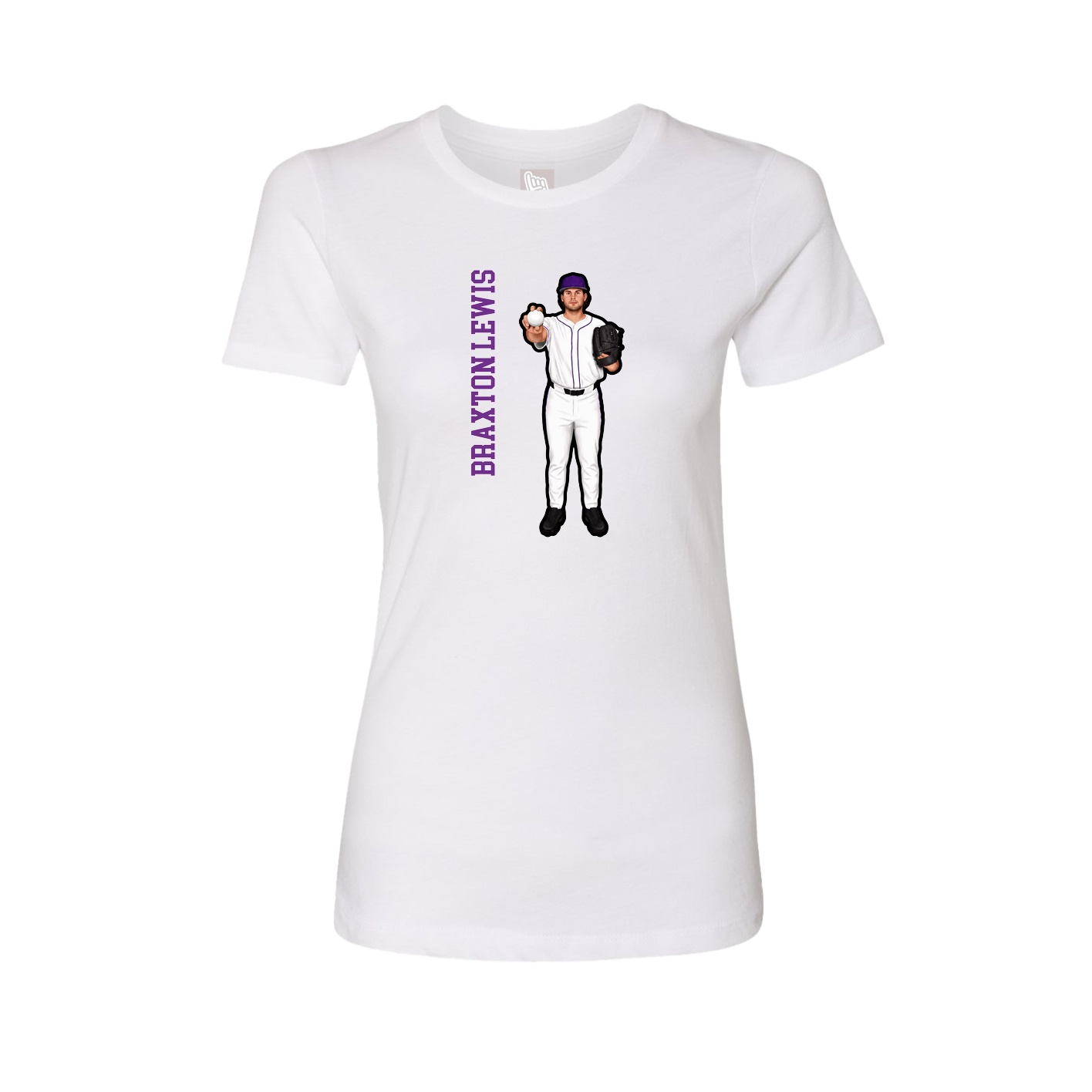Fitted Women's Tee — Name Vertical in White
