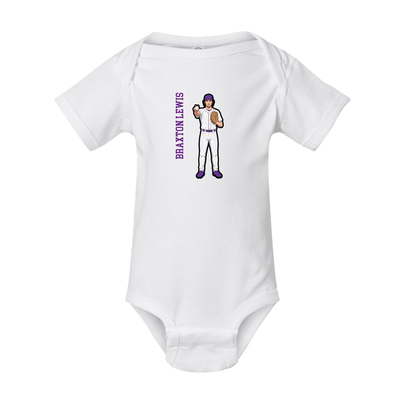 Baby Onesie — Name Vertical in White