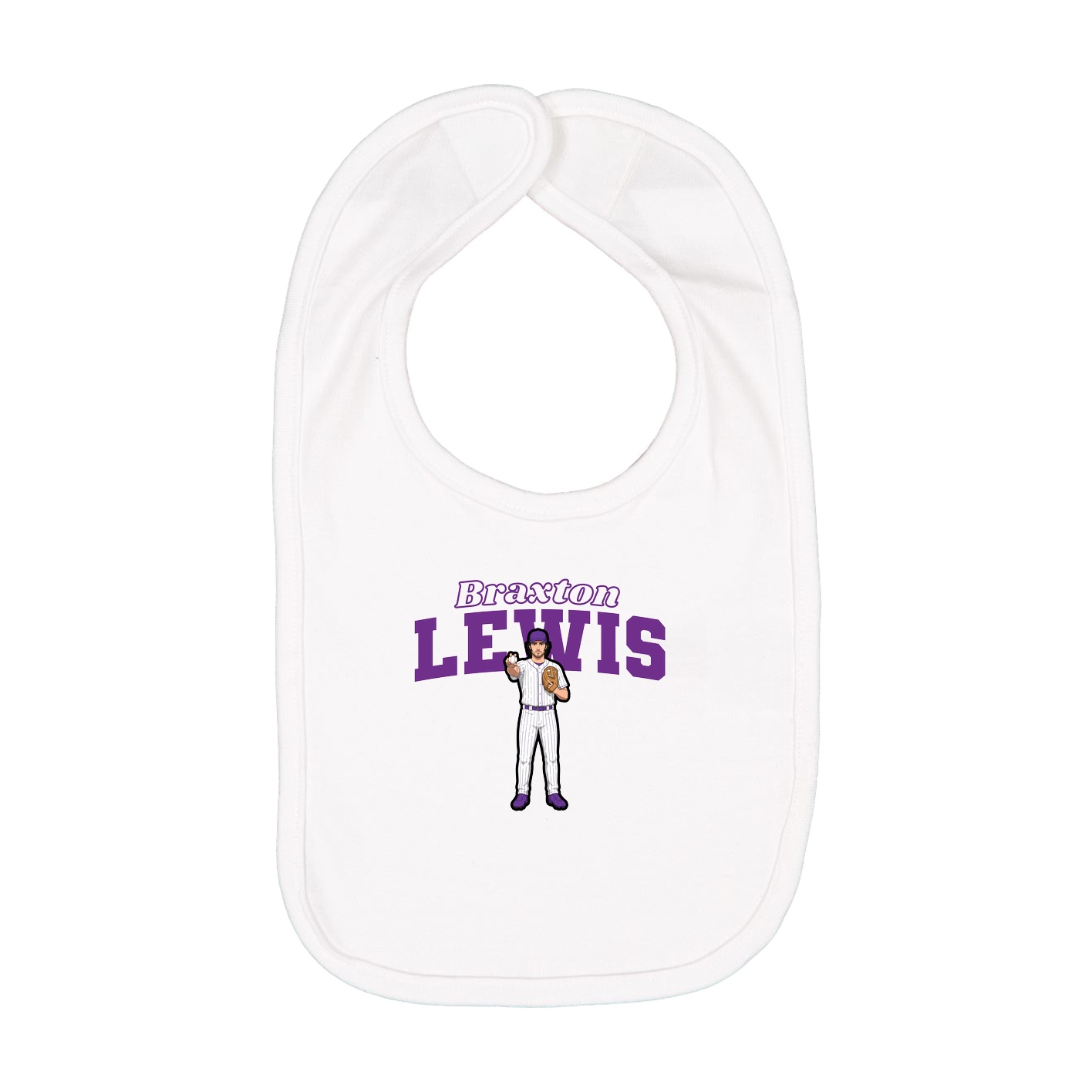 Infant Bib — Name Arch in White