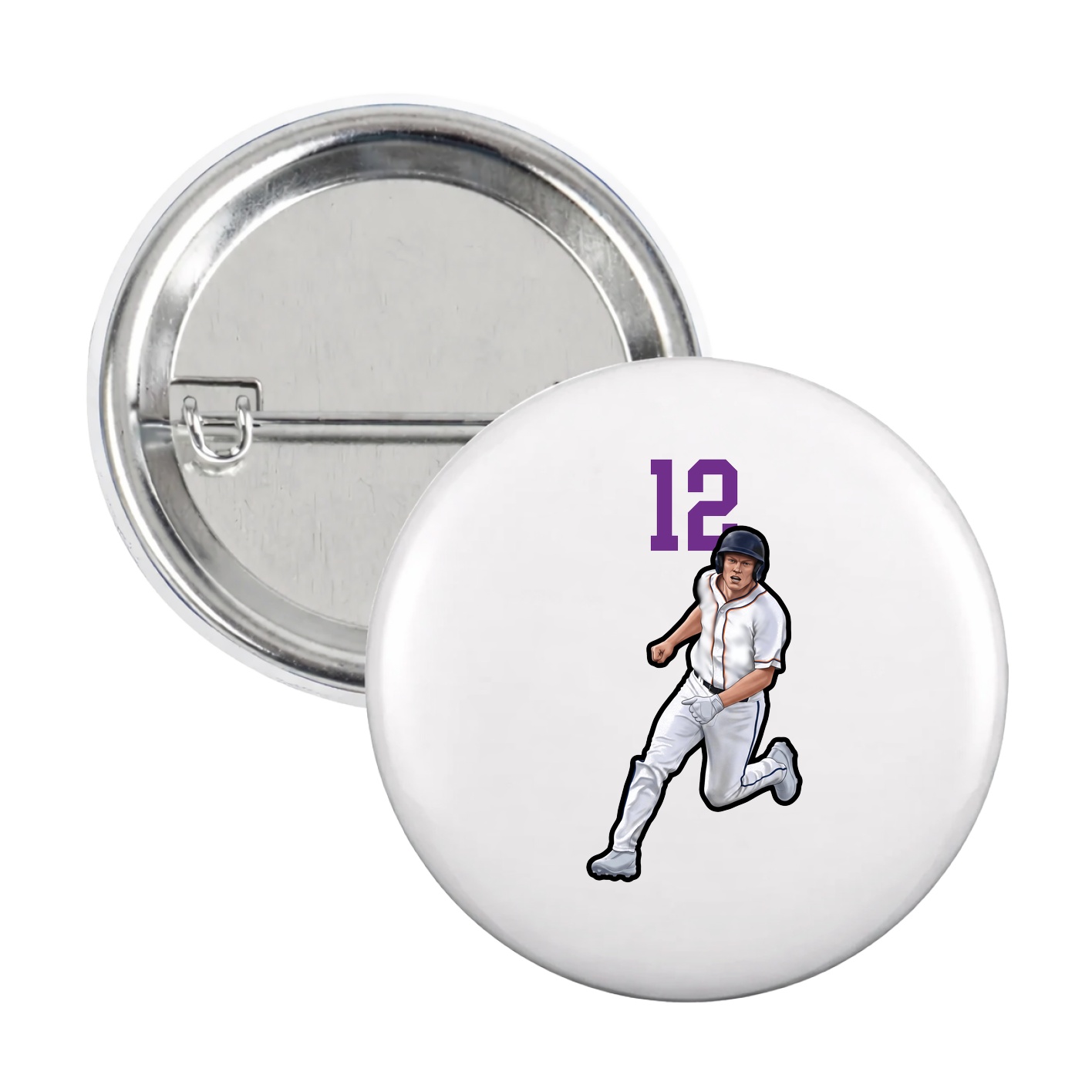 Game Day Button — Number Top in White