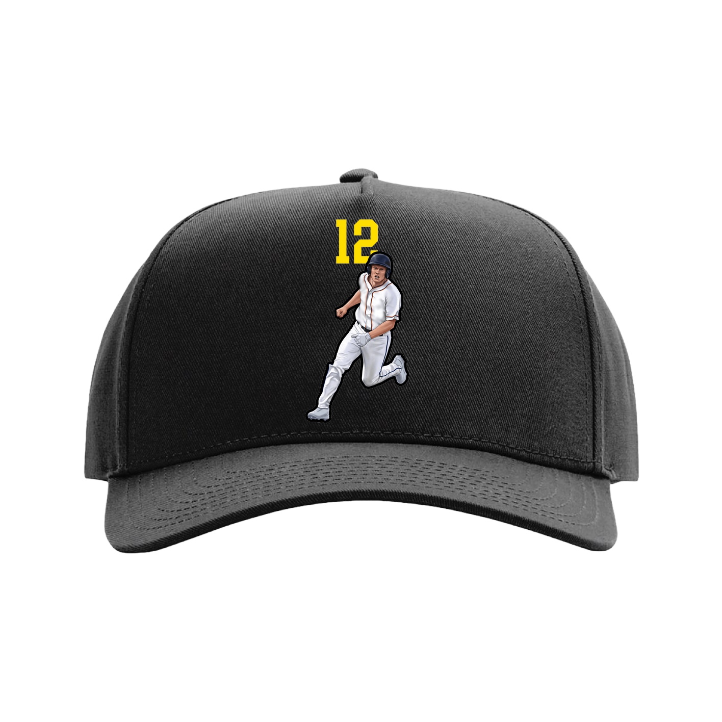 Full Fabric Five-Panel Champ Cap — Number Top in Black