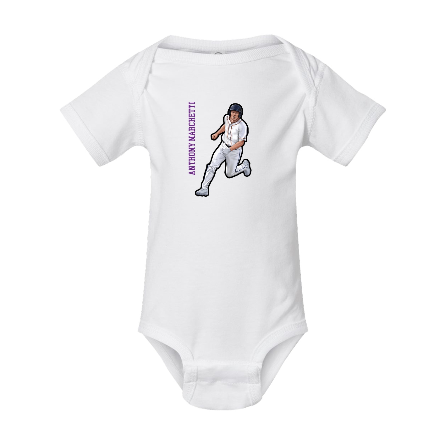 Baby Onesie — Name Vertical in White