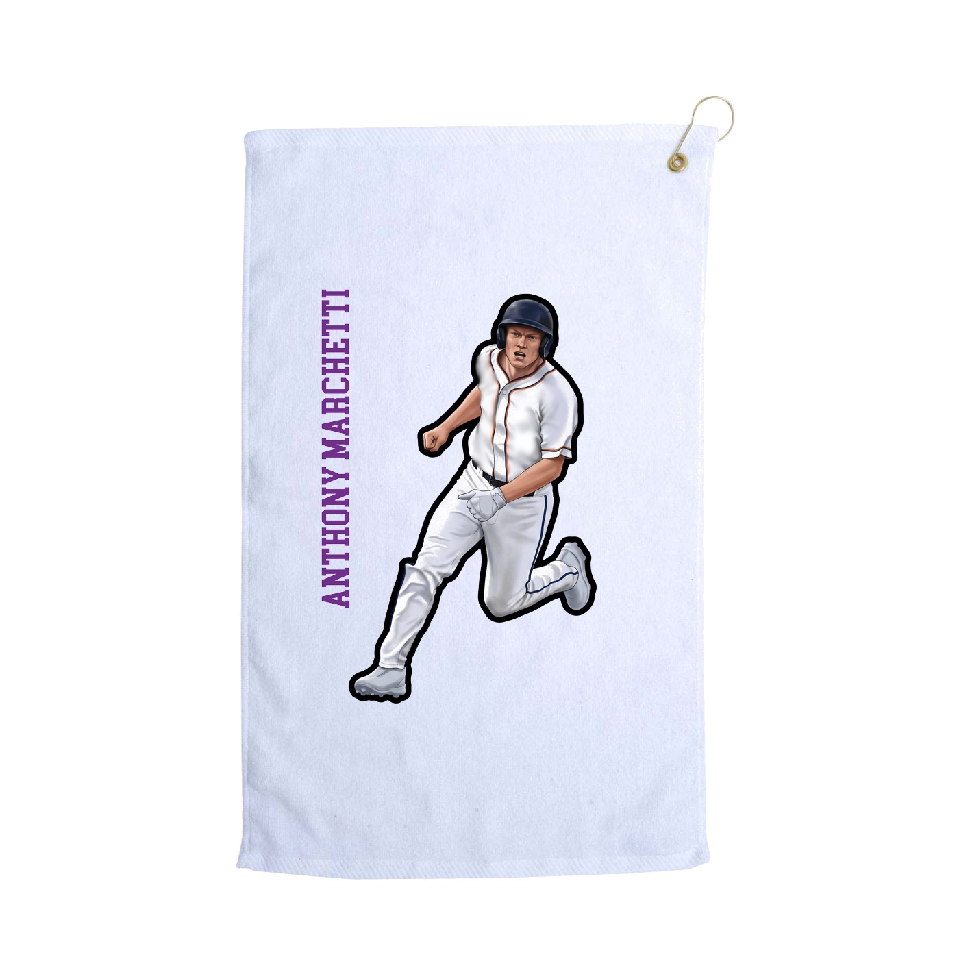 Golf Towel — Name Vertical in White