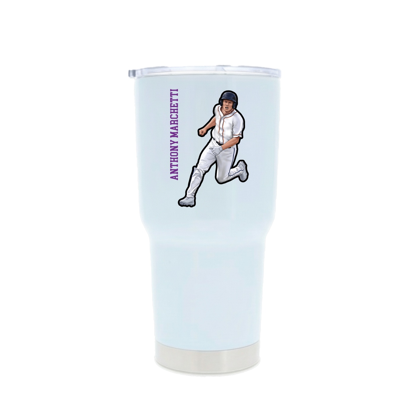 30oz Stainless Steel Tumbler — Name Vertical in White