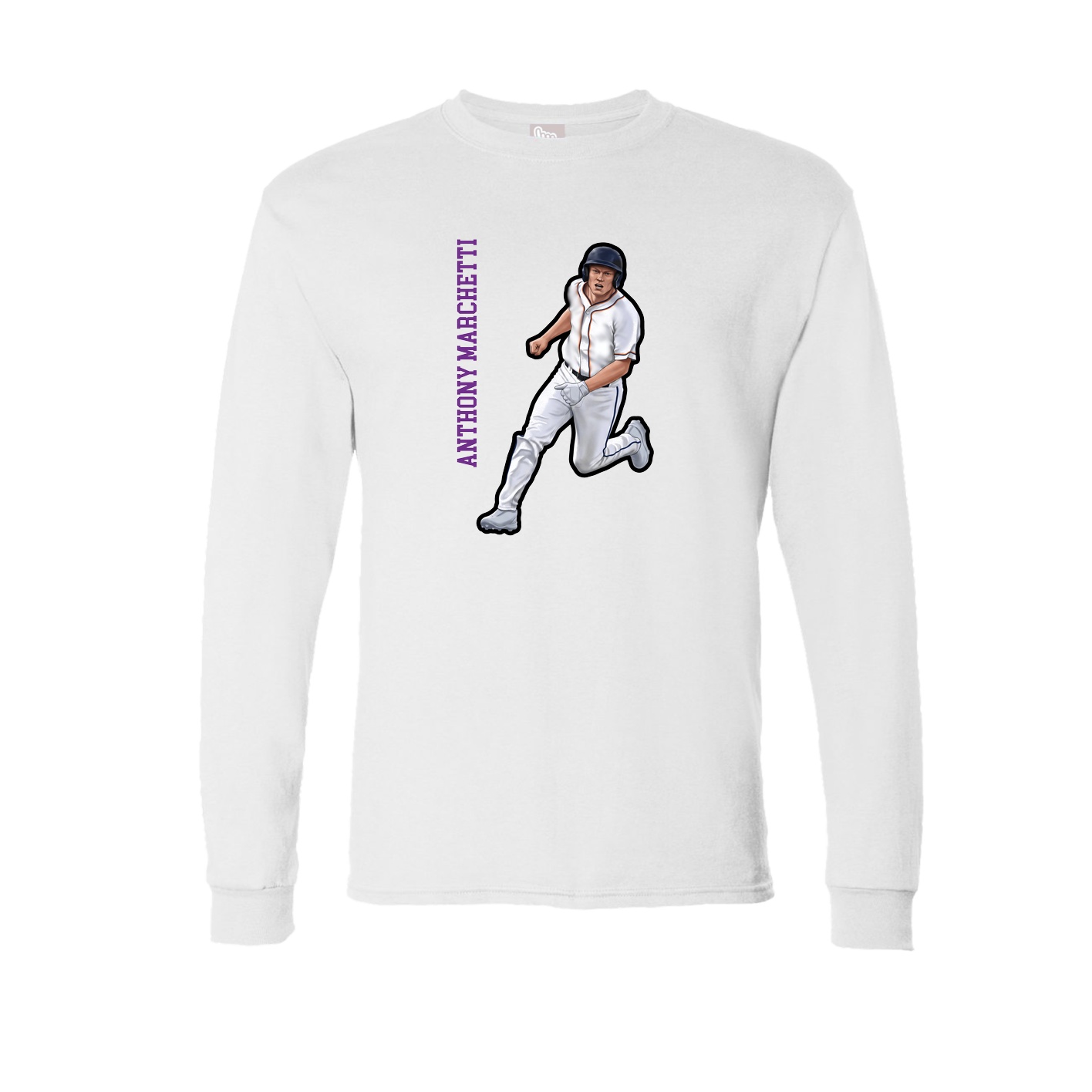 Long Sleeve Tee — Name Vertical in White