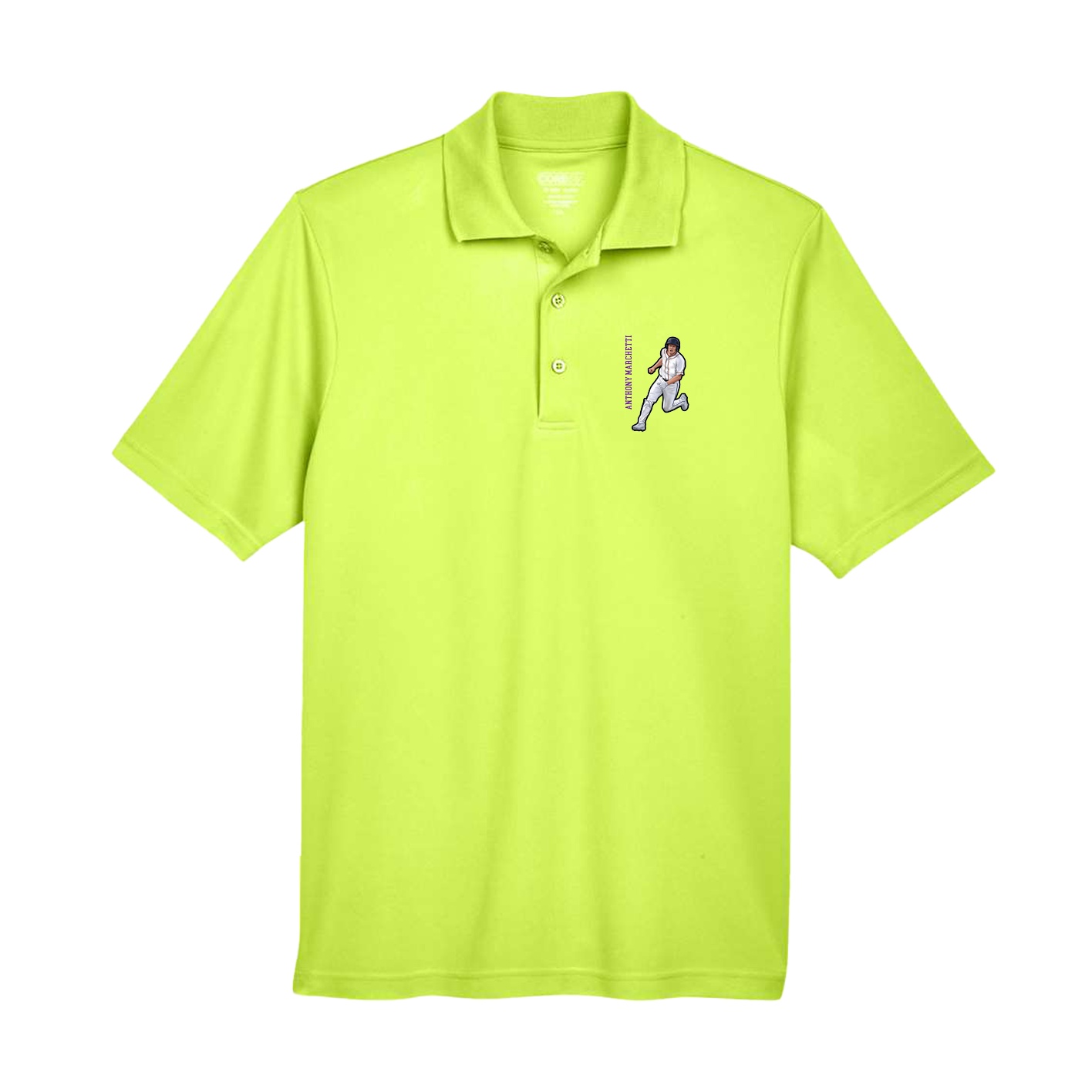 Performance Polo — Name Vertical in Yellow