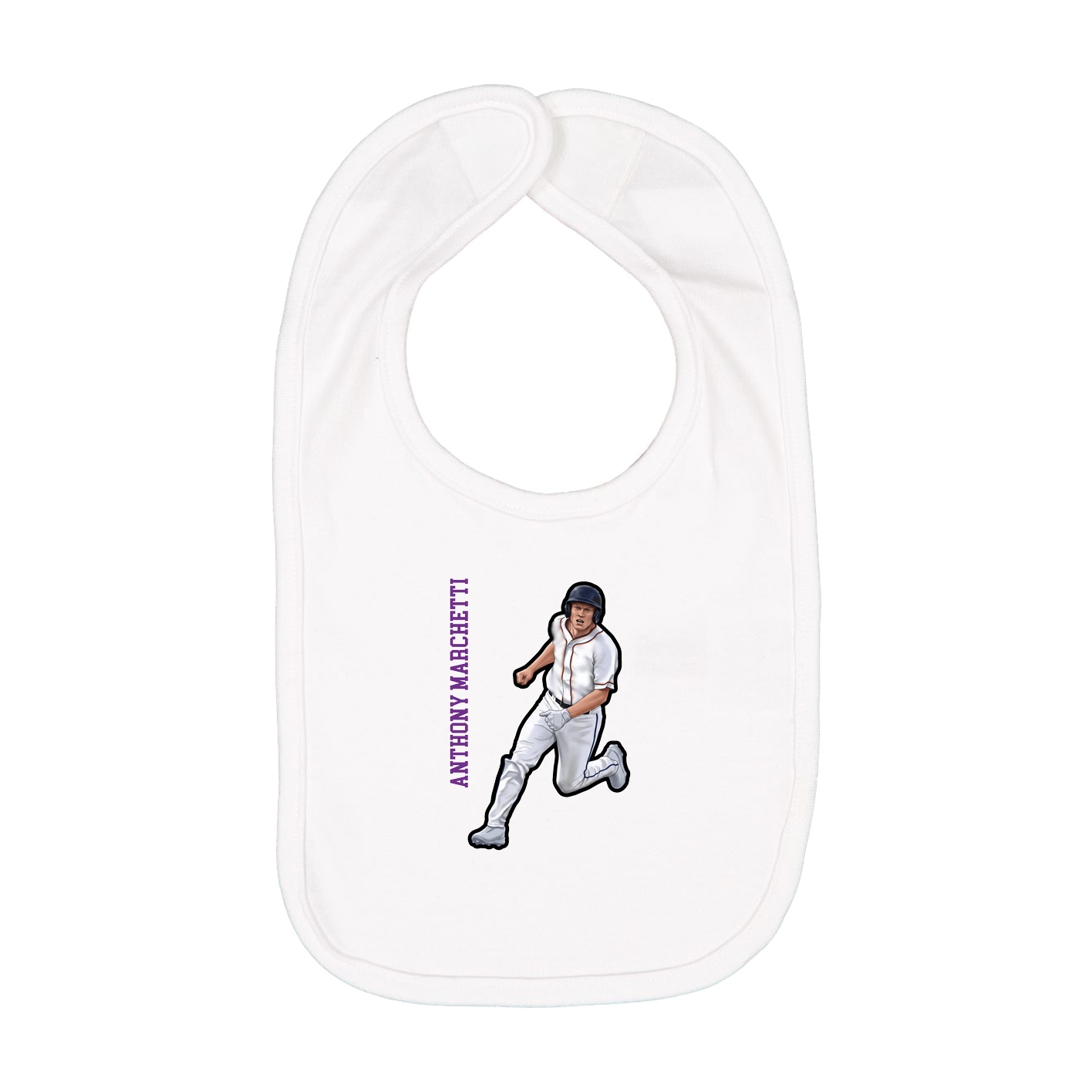 Infant Bib — Name Vertical in White